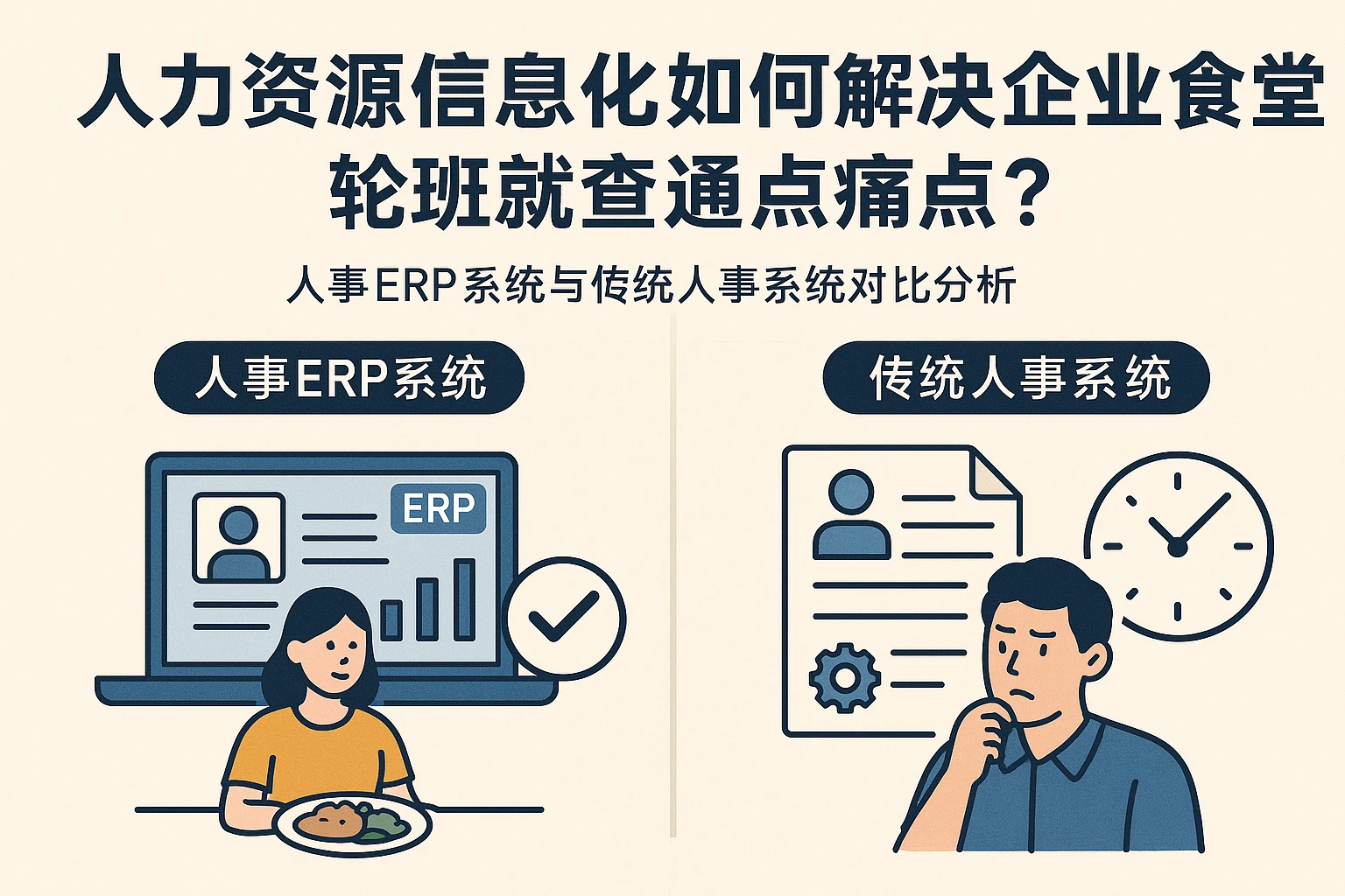 人力资源信息化系统如何解决企业食堂轮班就餐痛点？——人事ERP系统与传统人事系统对比分析