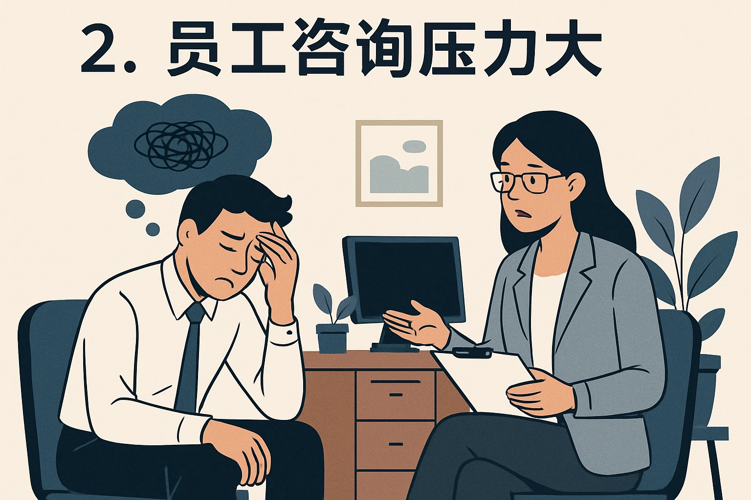 2. 员工咨询压力大