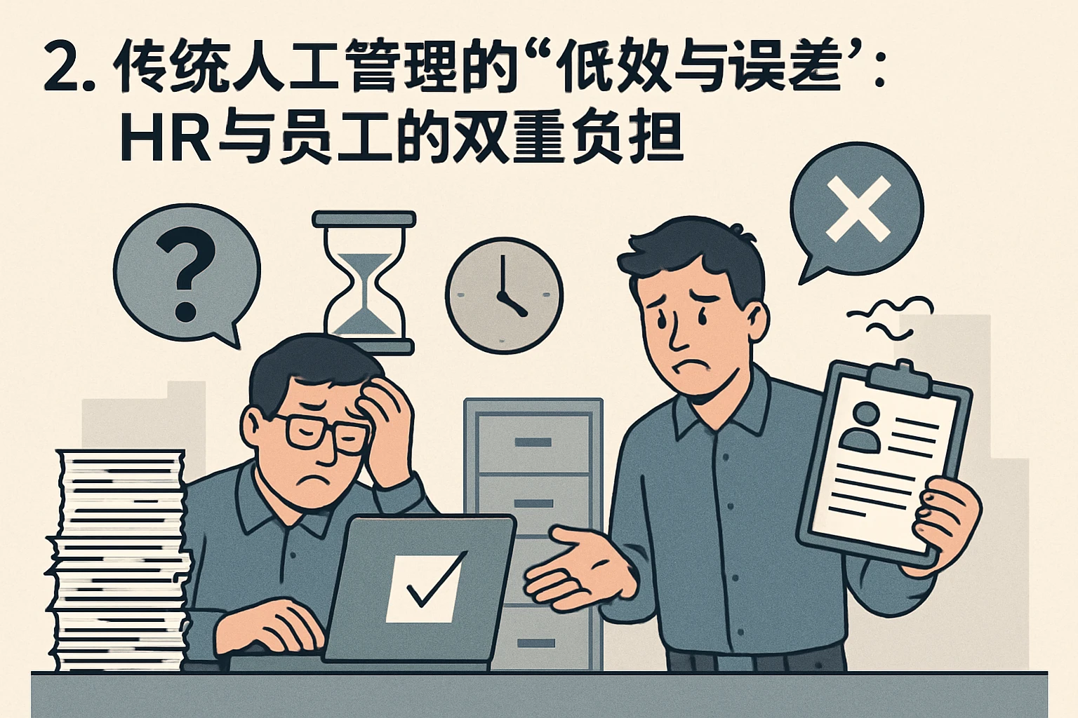 2. 传统人工管理的“低效与误差”：HR与员工的双重负担