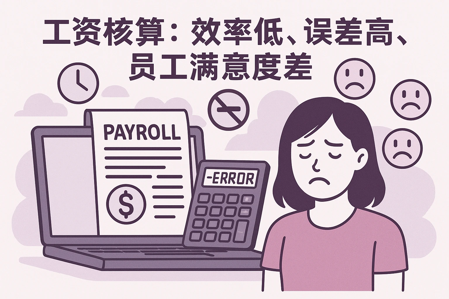 2. 工资核算：效率低、误差高，员工满意度差
