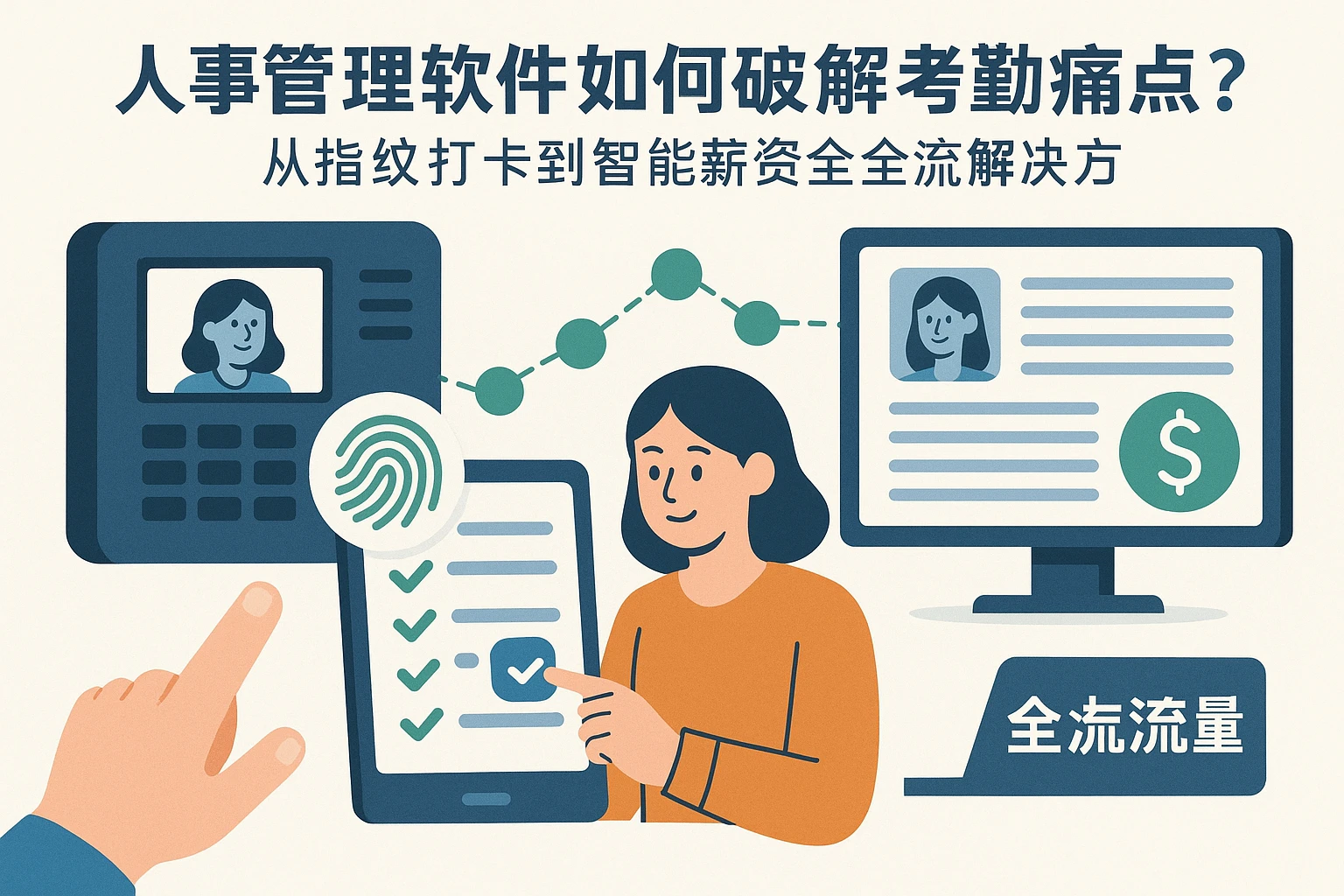 人事管理软件如何破解考勤痛点？从指纹打卡到智能薪资的全流程解决方案