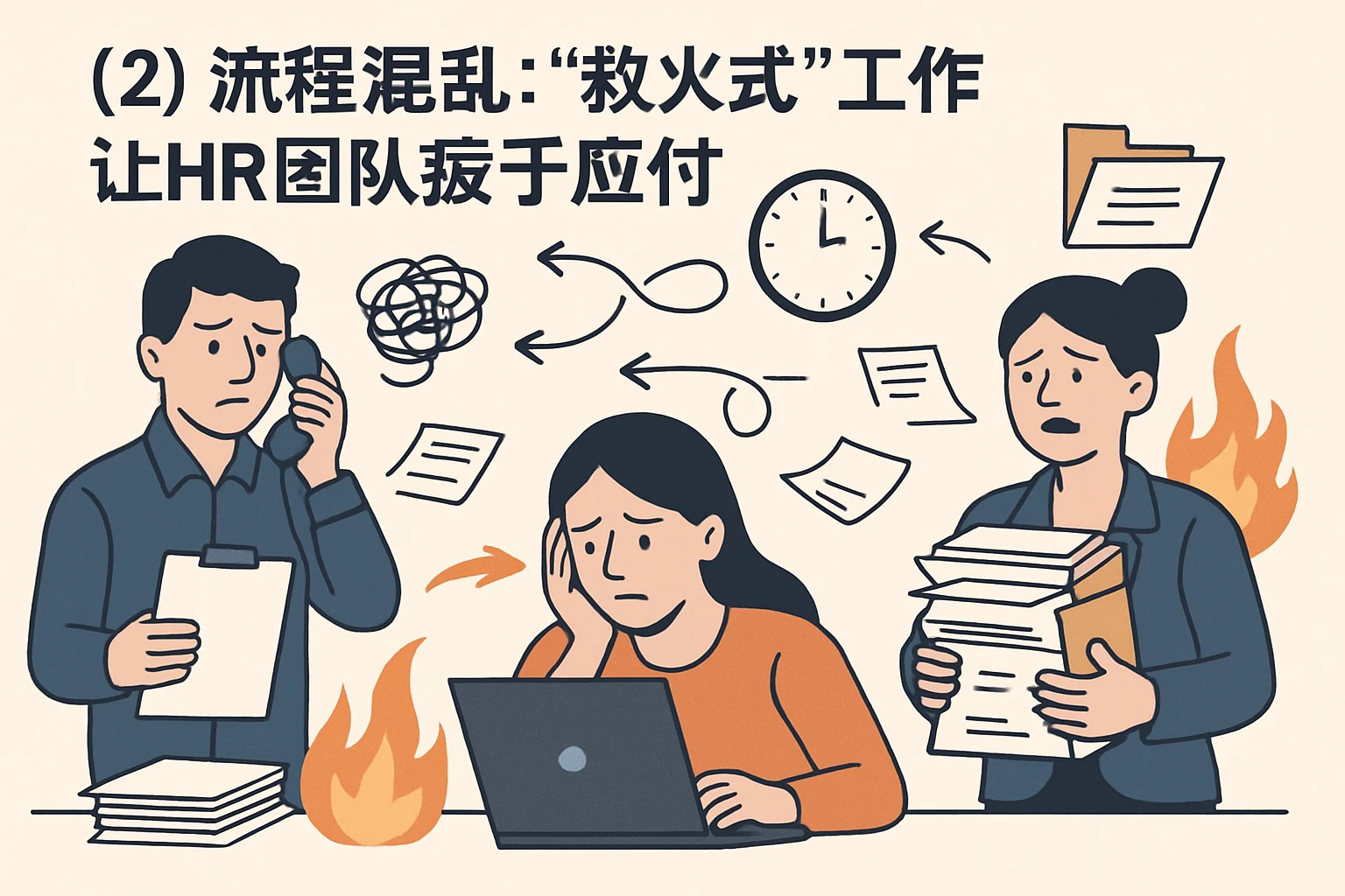 （2）流程混乱：“救火式”工作让HR团队疲于应付