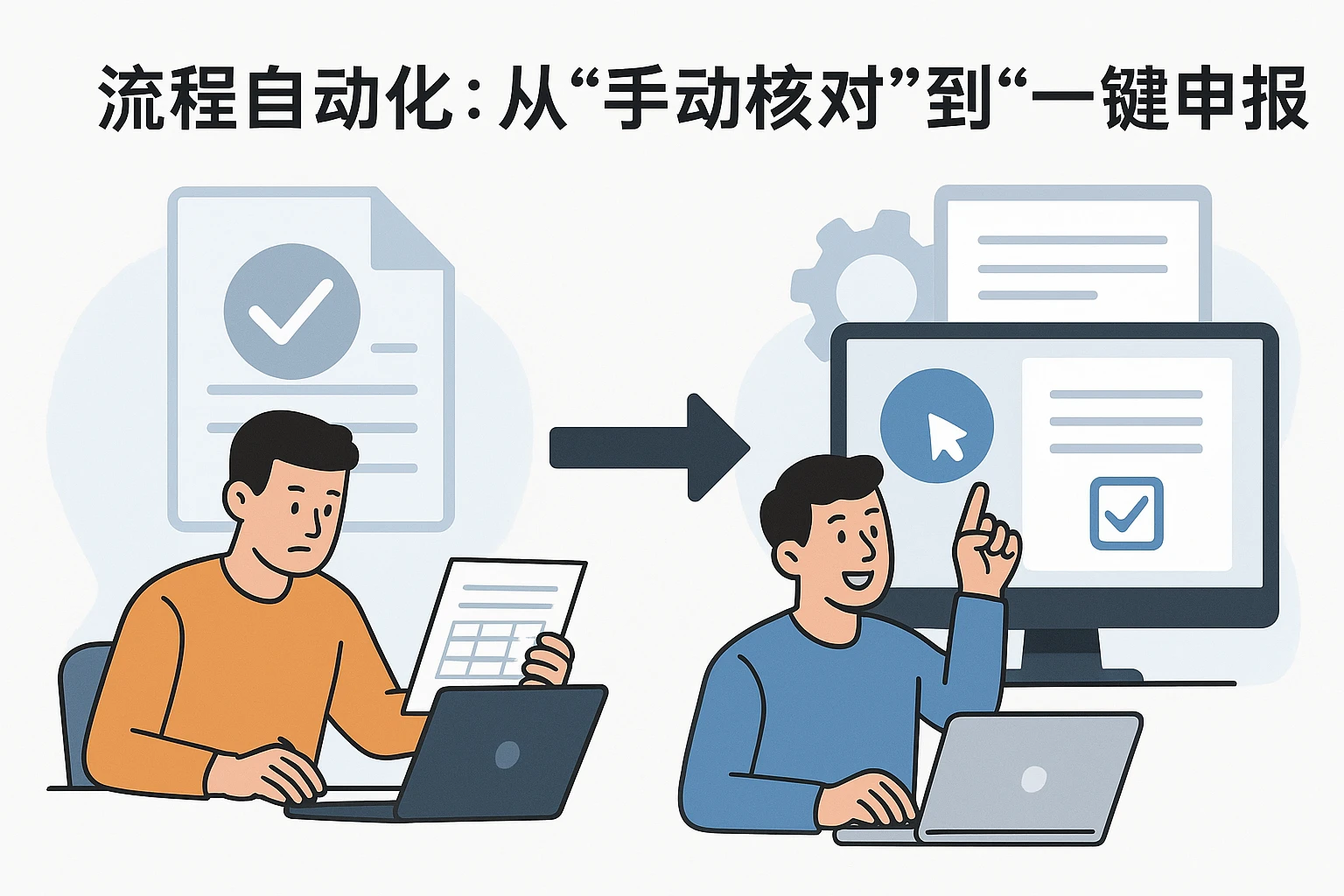 2. 流程自动化：从“手动核对”到“一键申报”