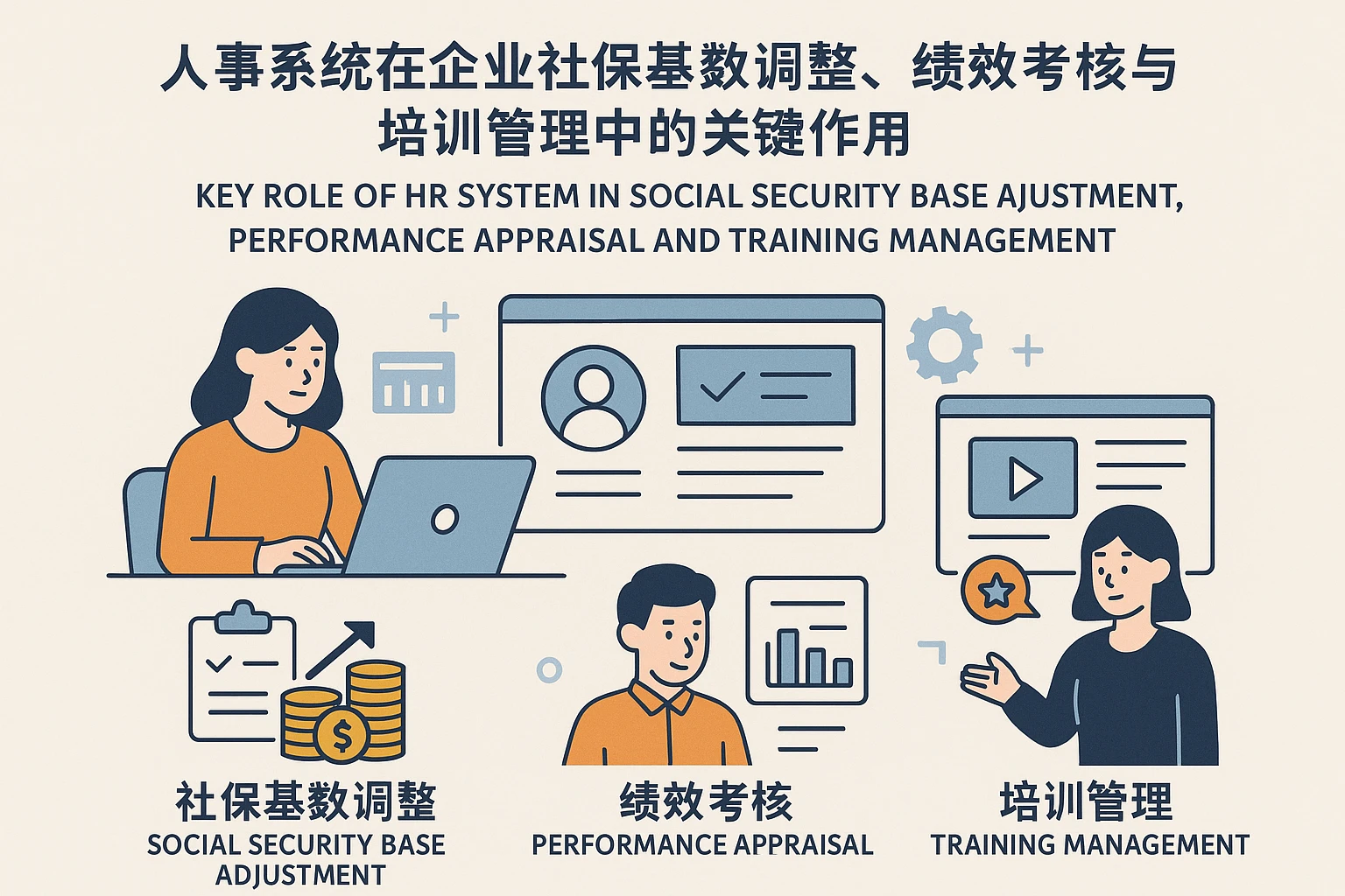 人事系统在企业社保基数调整、绩效考核与培训管理中的关键作用