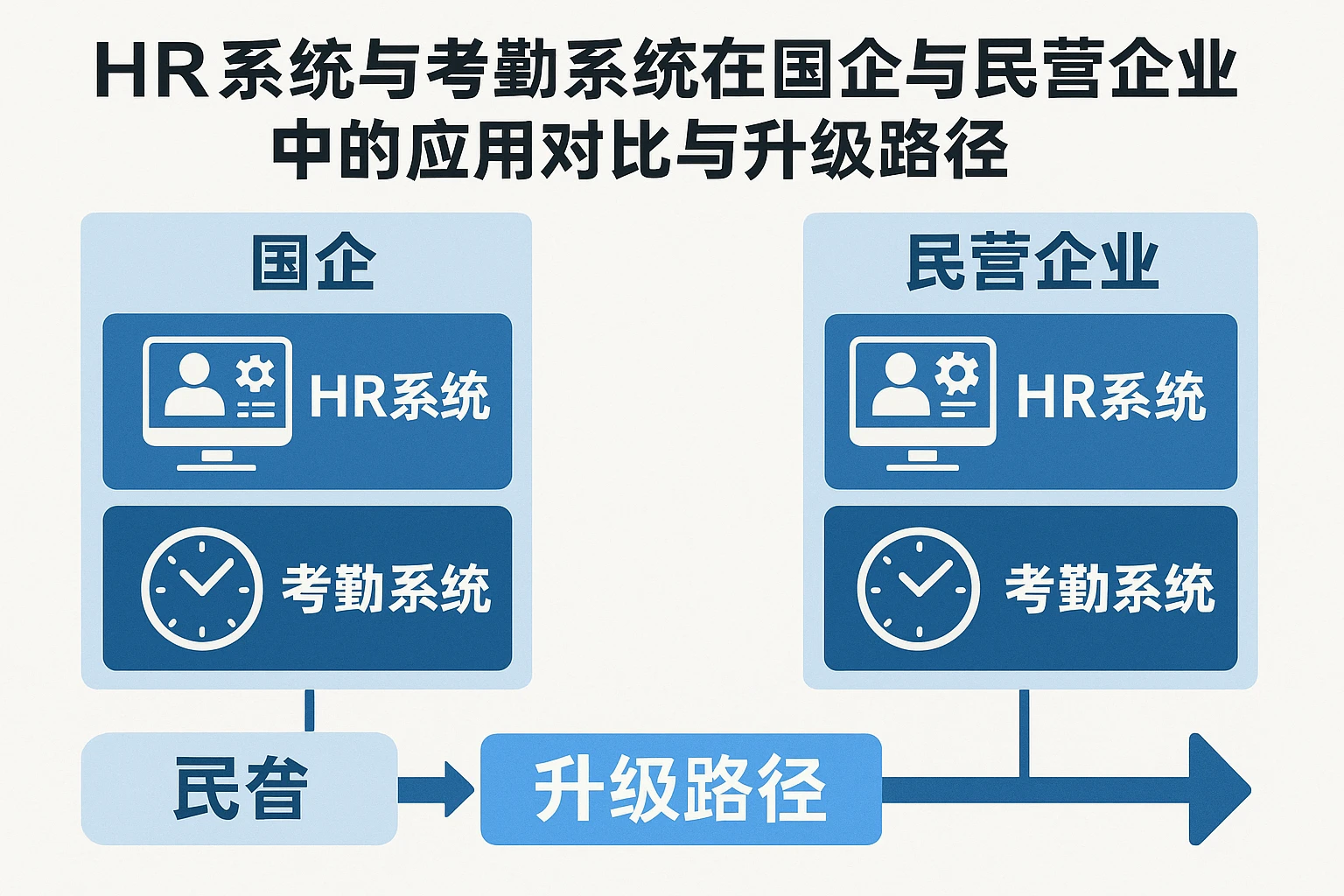 HR系统与考勤系统在国企与民营企业中的应用对比与升级路径