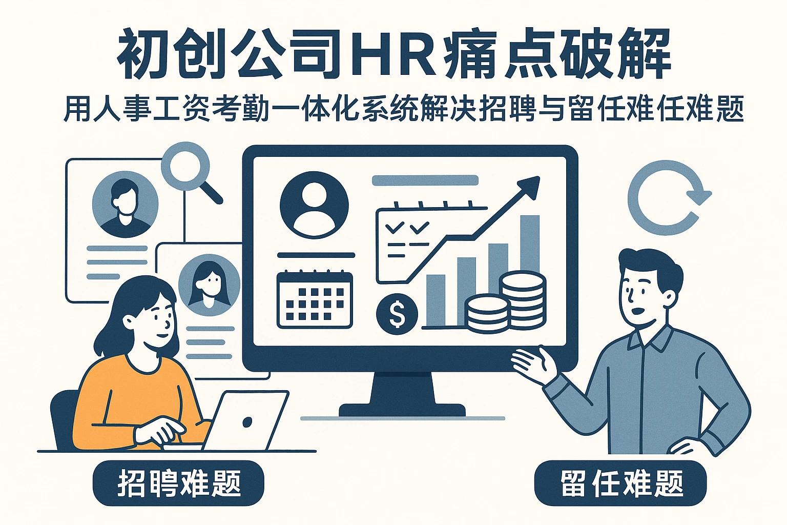 初创公司HR痛点破解：用人事工资考勤一体化系统解决招聘与留任难题