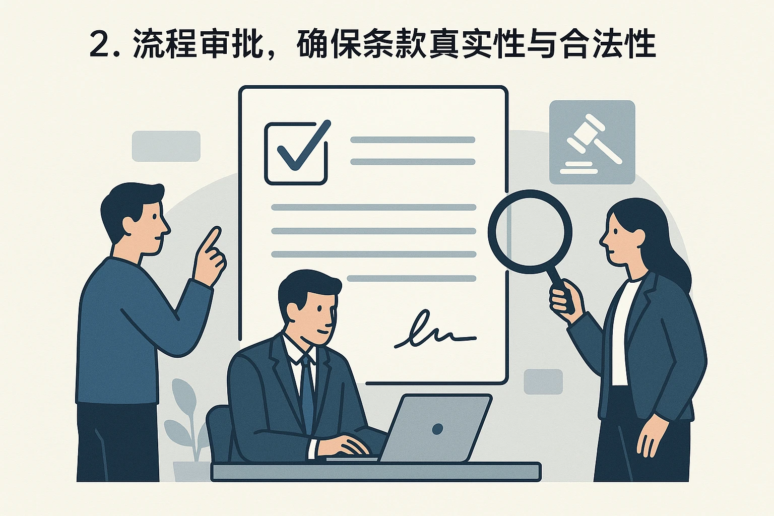 2. 流程审批，确保条款真实性与合法性