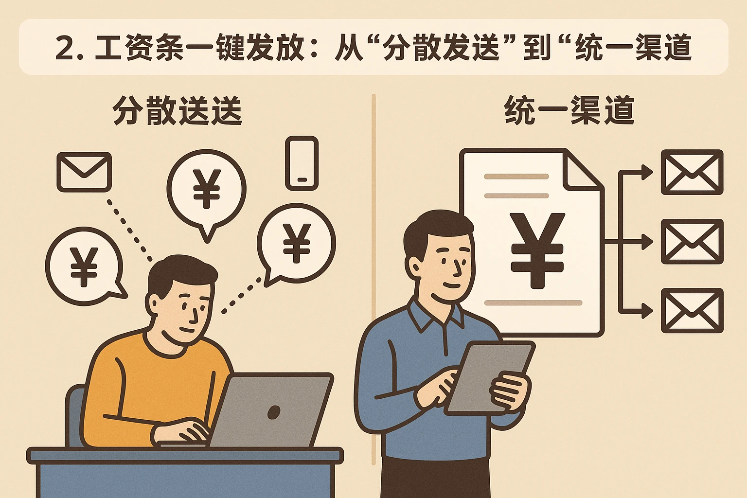 2. 工资条一键发放：从“分散发送”到“统一渠道”