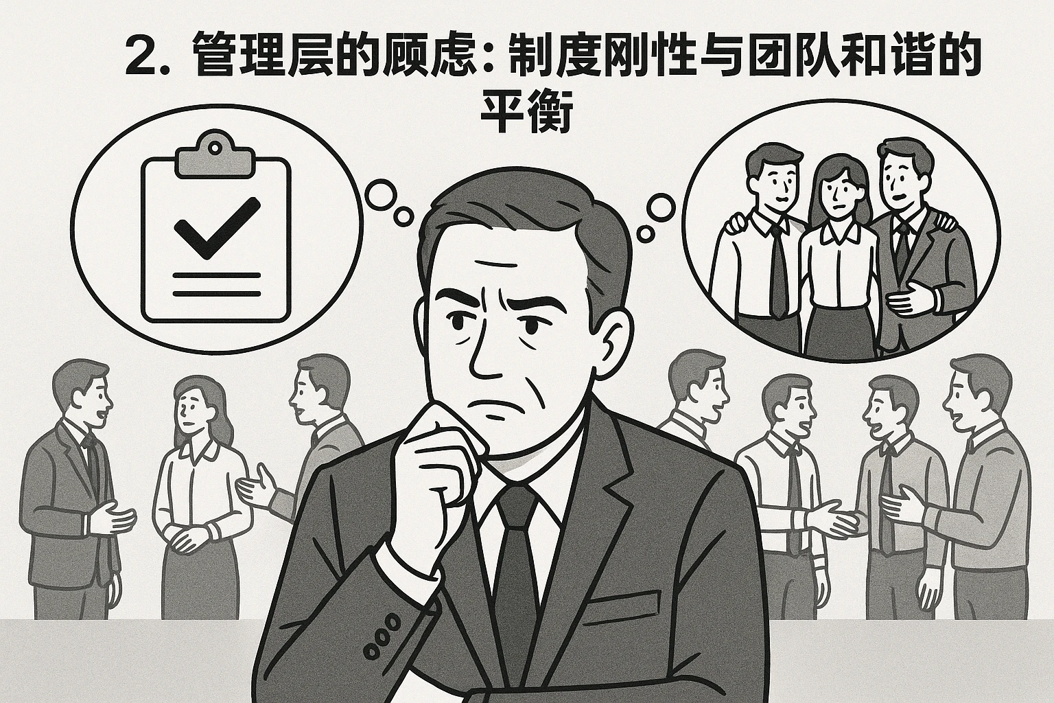2. 管理层的顾虑：制度刚性与团队和谐的平衡