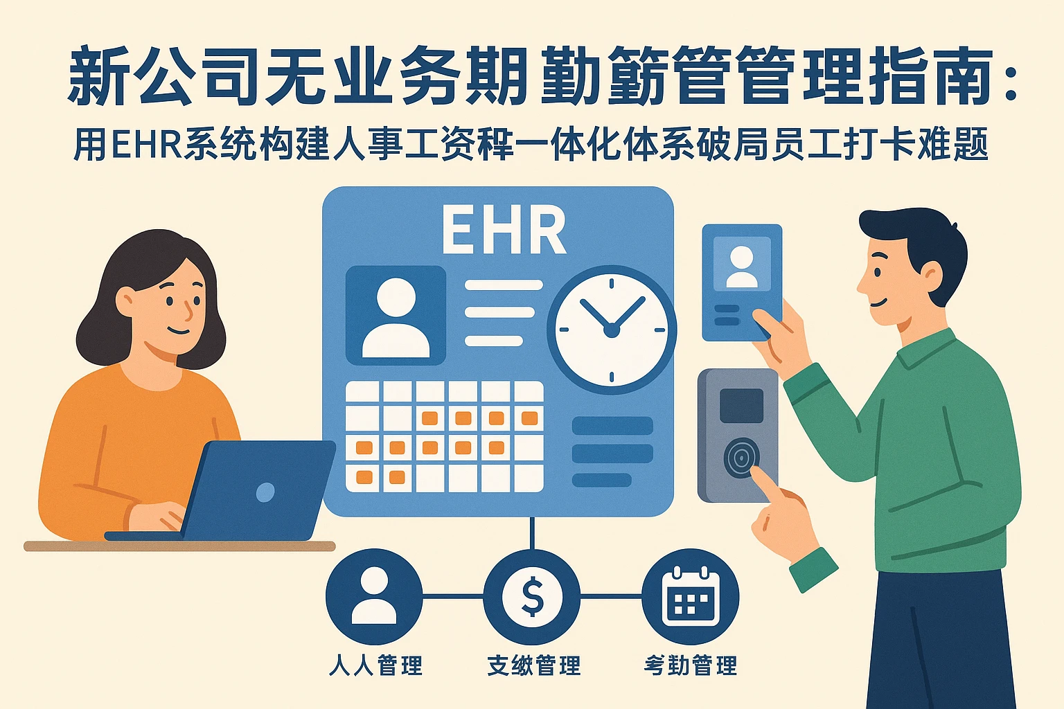 新公司无业务期考勤管理指南：用EHR系统构建人事工资考勤一体化体系破解员工打卡难题