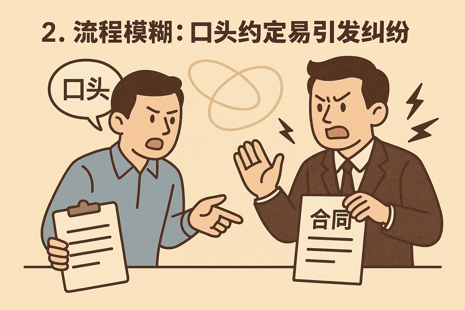 2. 流程模糊：口头约定易引发纠纷