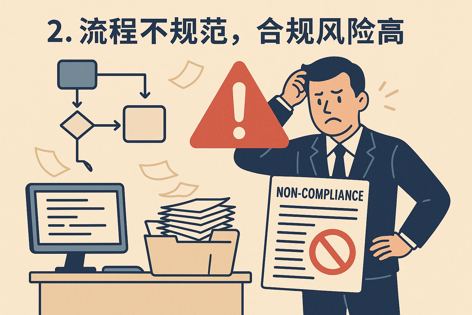 2. 流程不规范，合规风险高