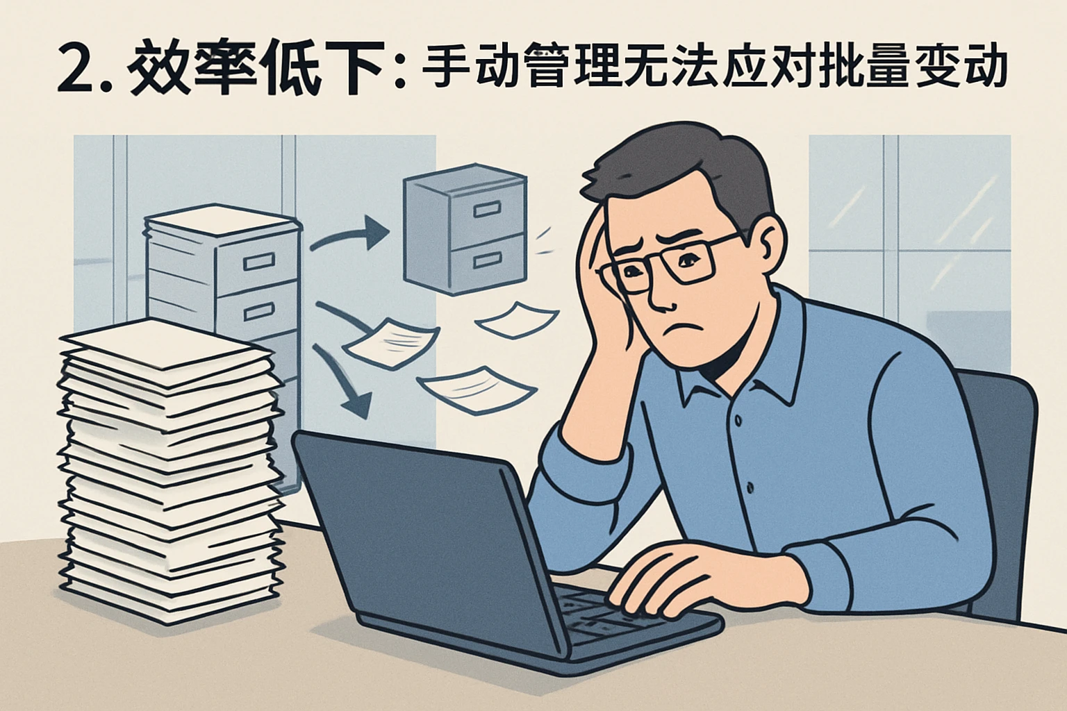 2. 效率低下：手动管理无法应对批量变动