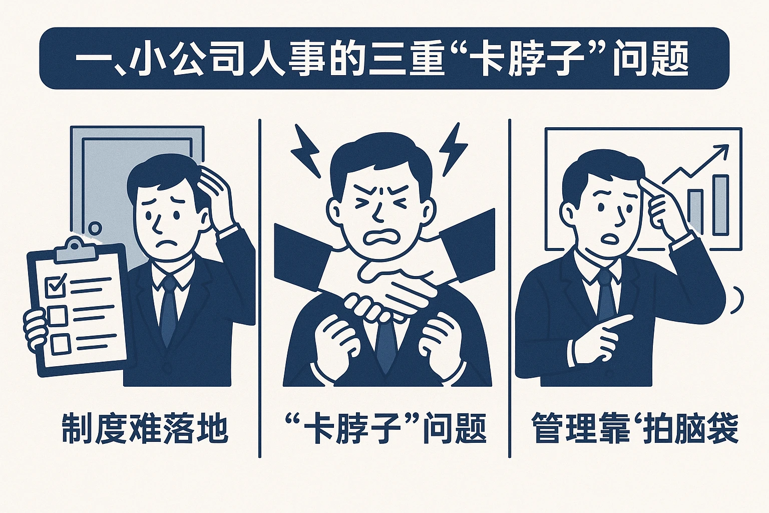 一、小公司人事的三重“卡脖子”问题：制度难落地，管理靠“拍脑袋”