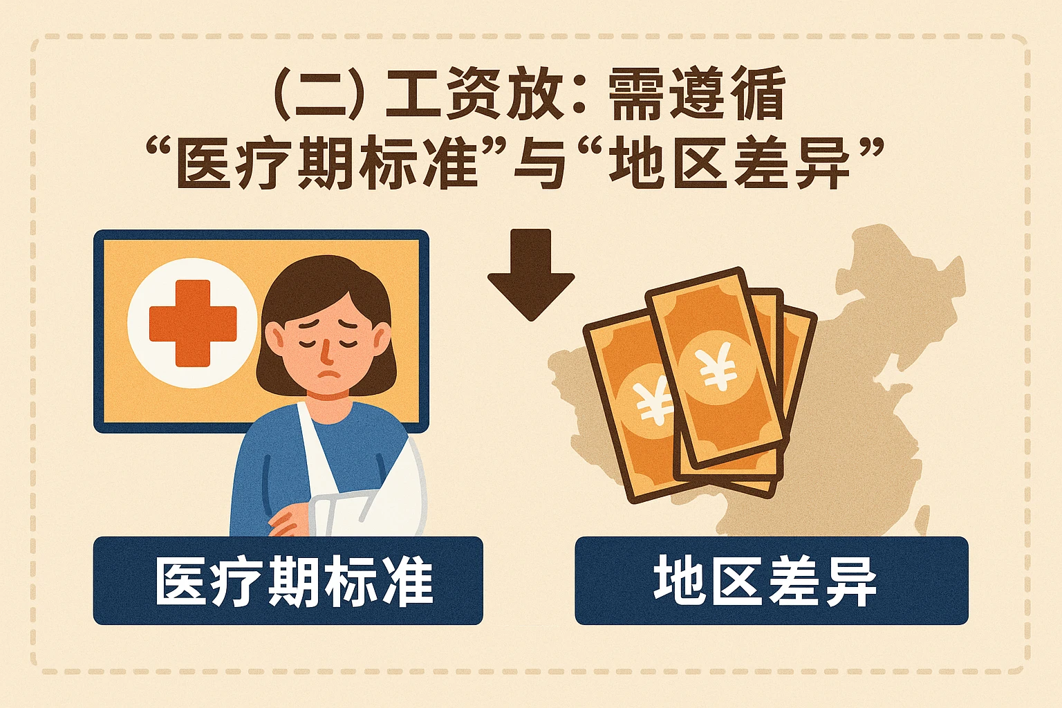 （二）工资发放：需遵循“医疗期标准”与“地区差异”