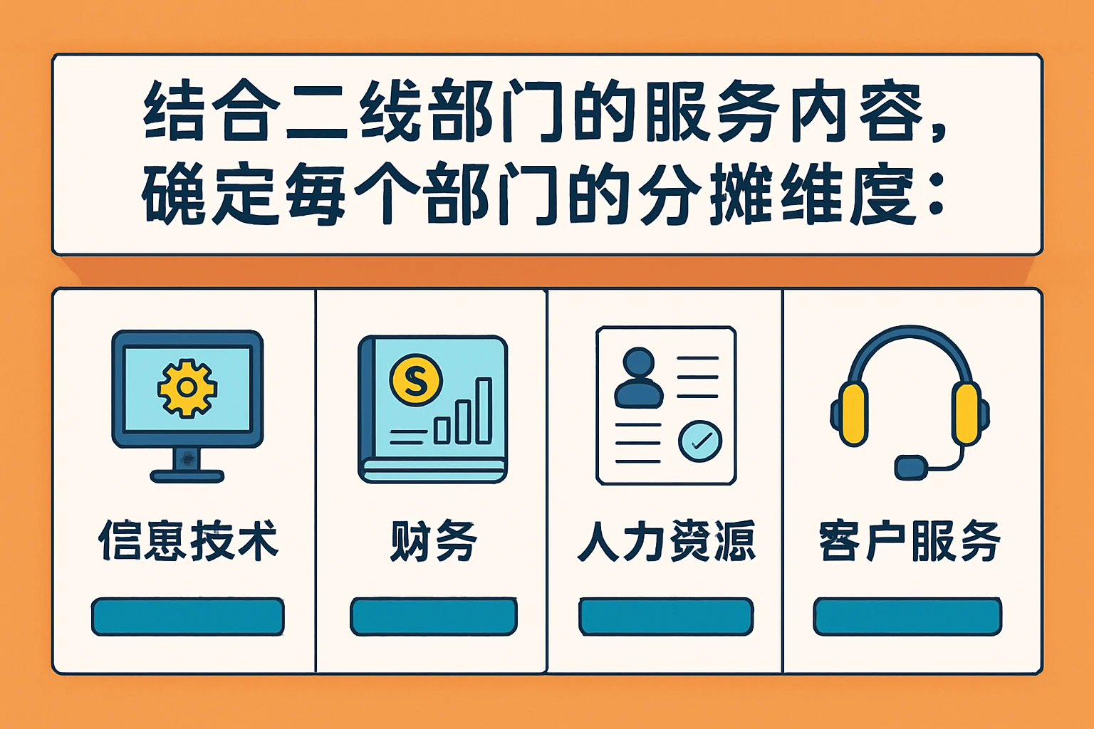 结合二线部门的服务内容，确定每个部门的分摊维度：