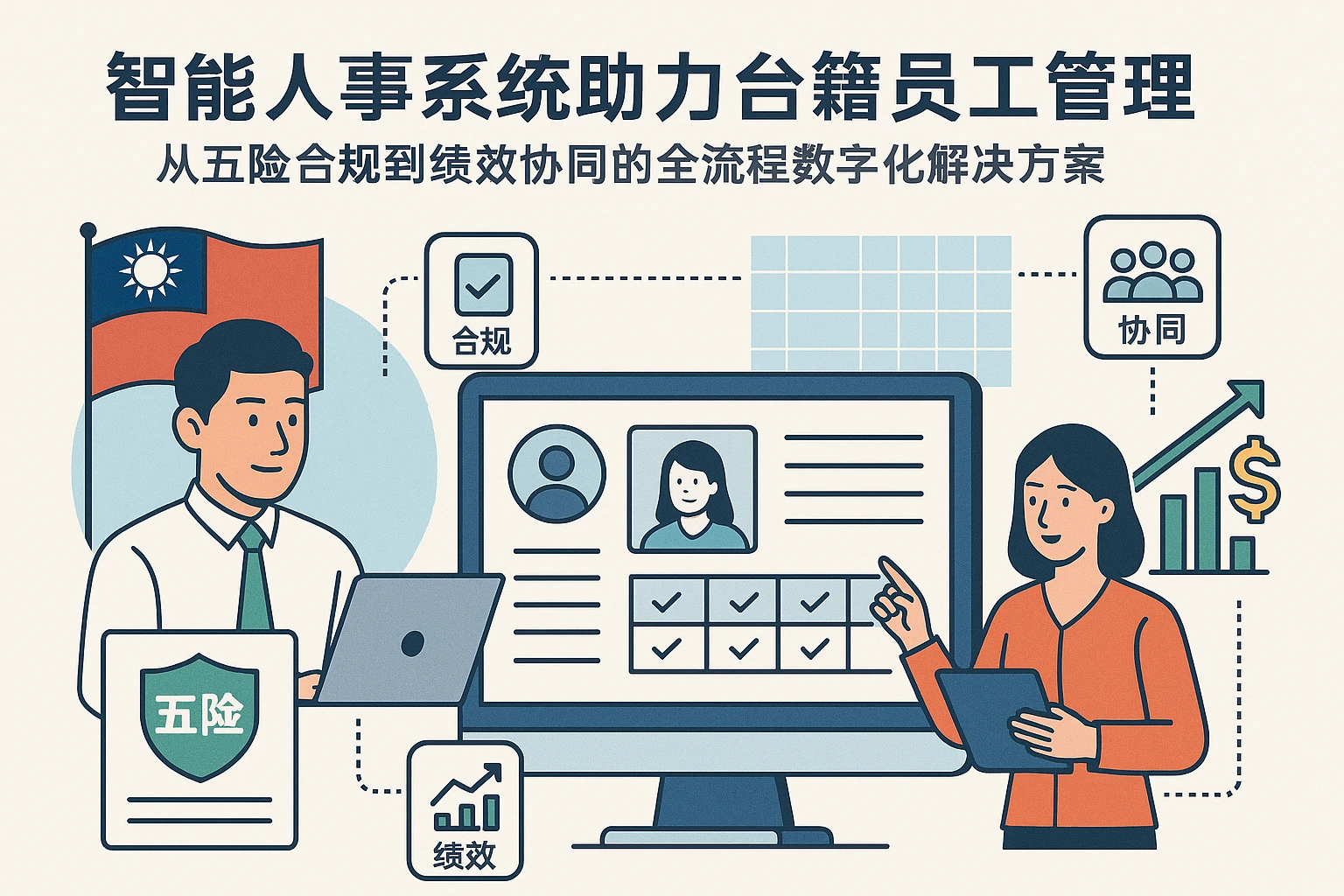智能人事系统助力台籍员工管理：从五险合规到绩效协同的全流程数字化解决方案