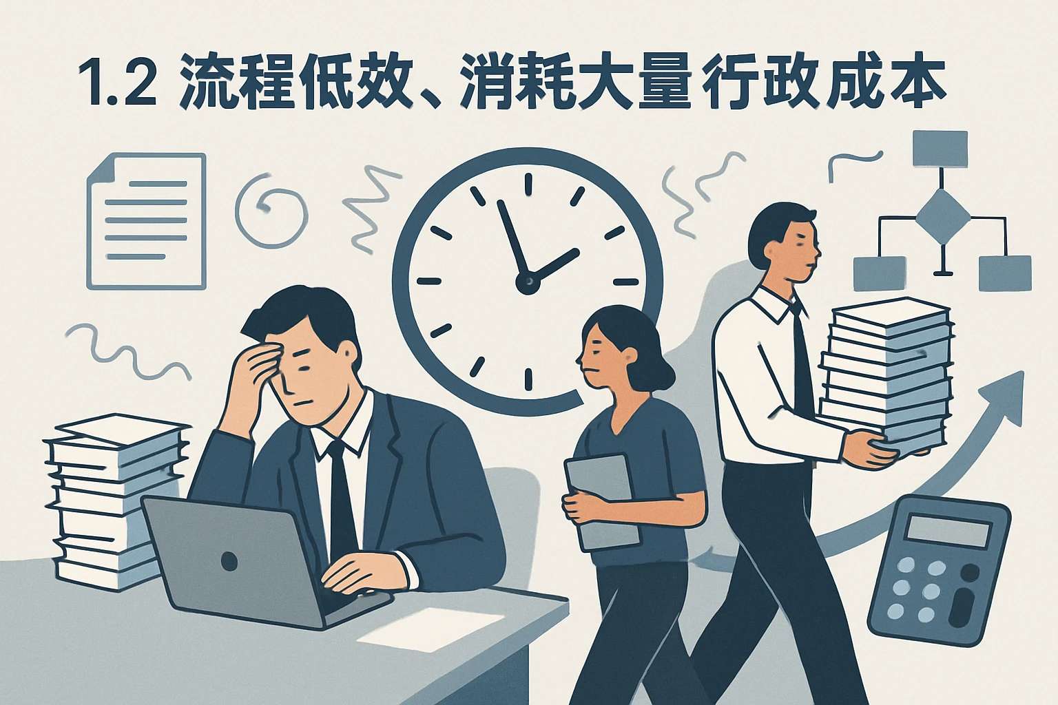 1.2 流程低效，消耗大量行政成本