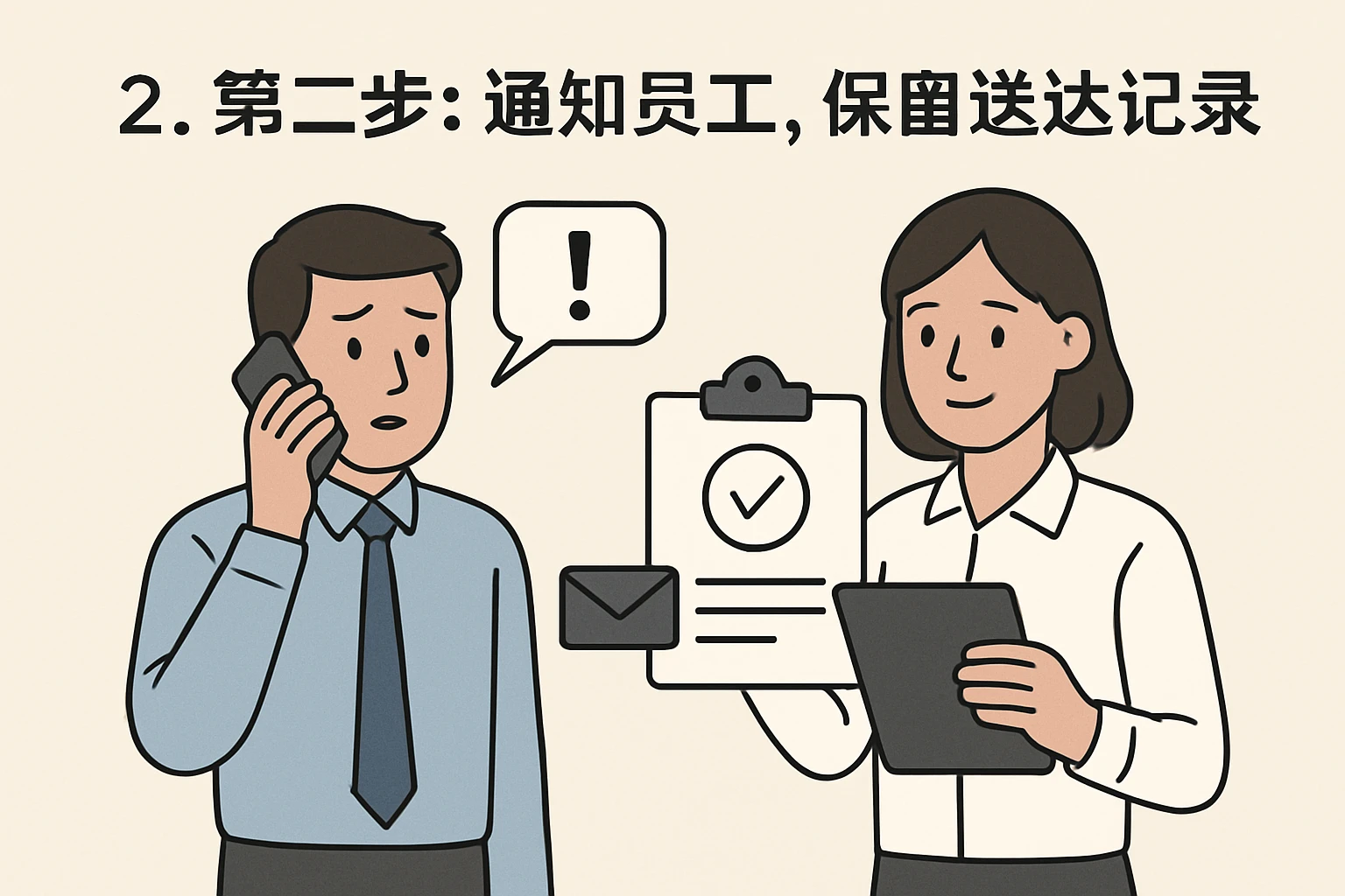2. 第二步：通知员工，保留送达记录