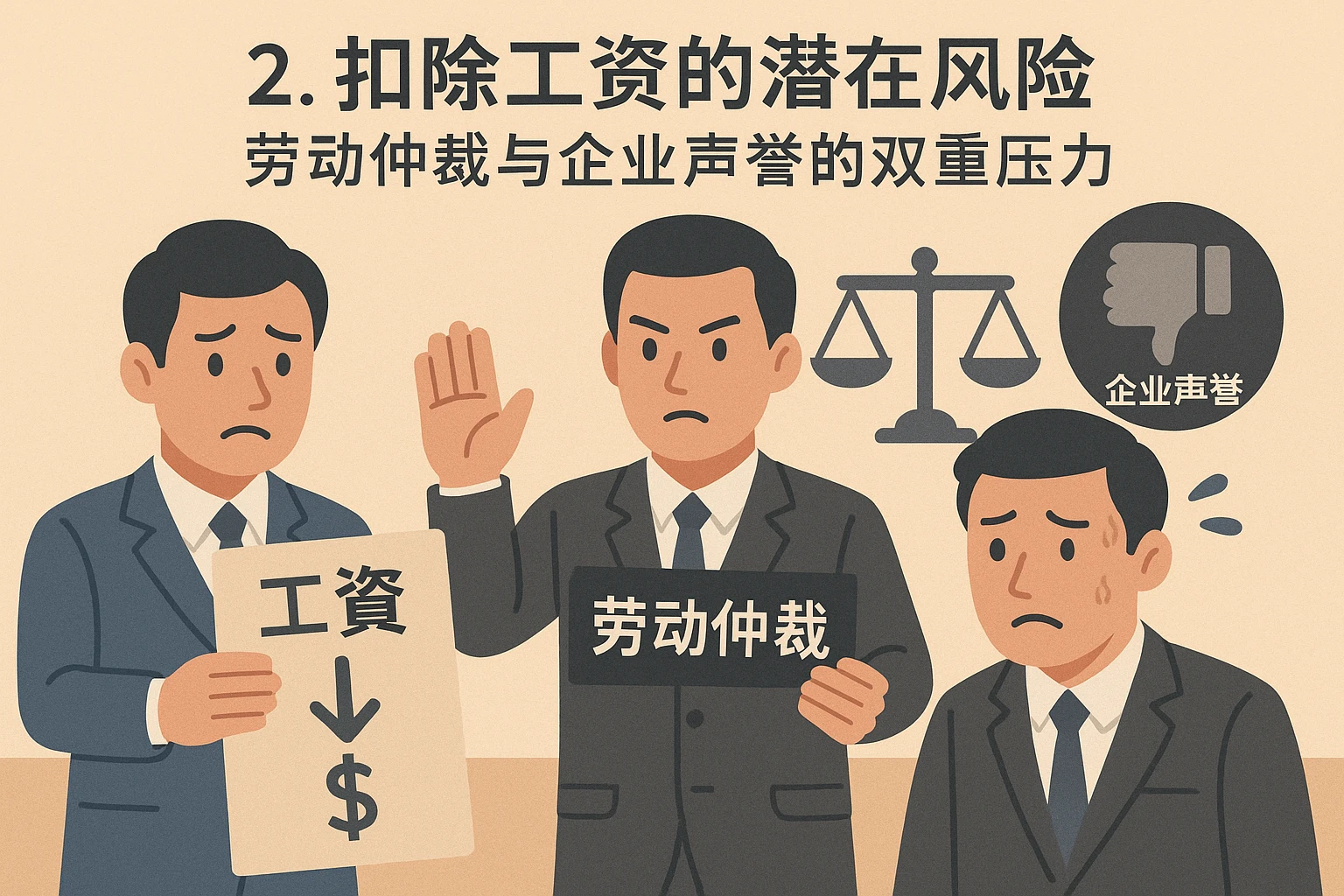 2. 扣除工资的潜在风险：劳动仲裁与企业声誉的双重压力