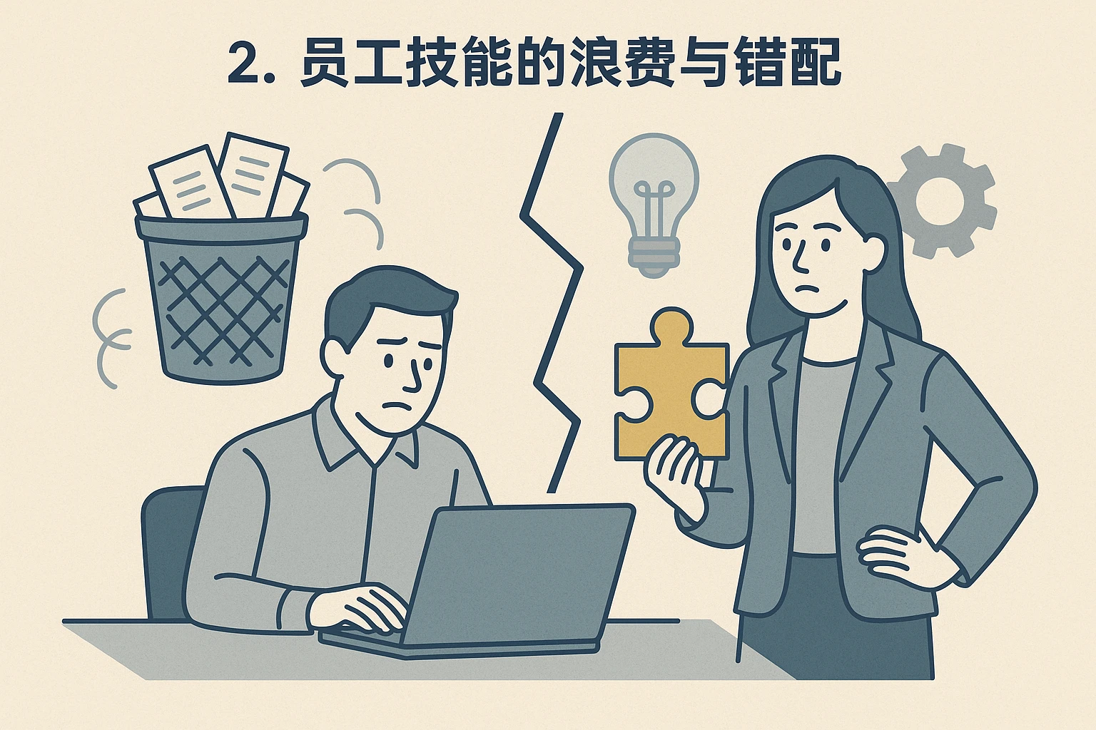 2. 员工技能的浪费与错配