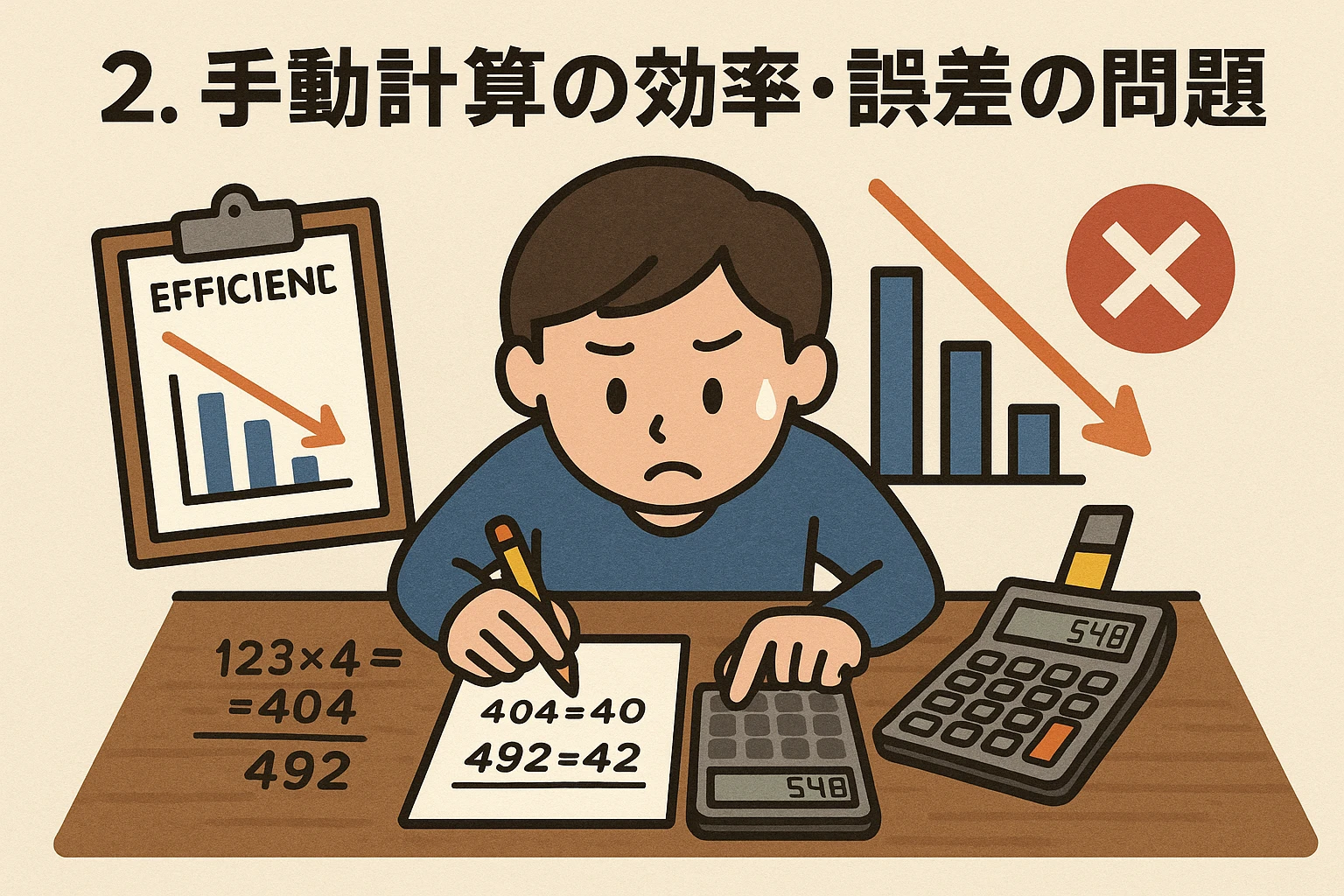 2. 手动计算的效率与误差问题
