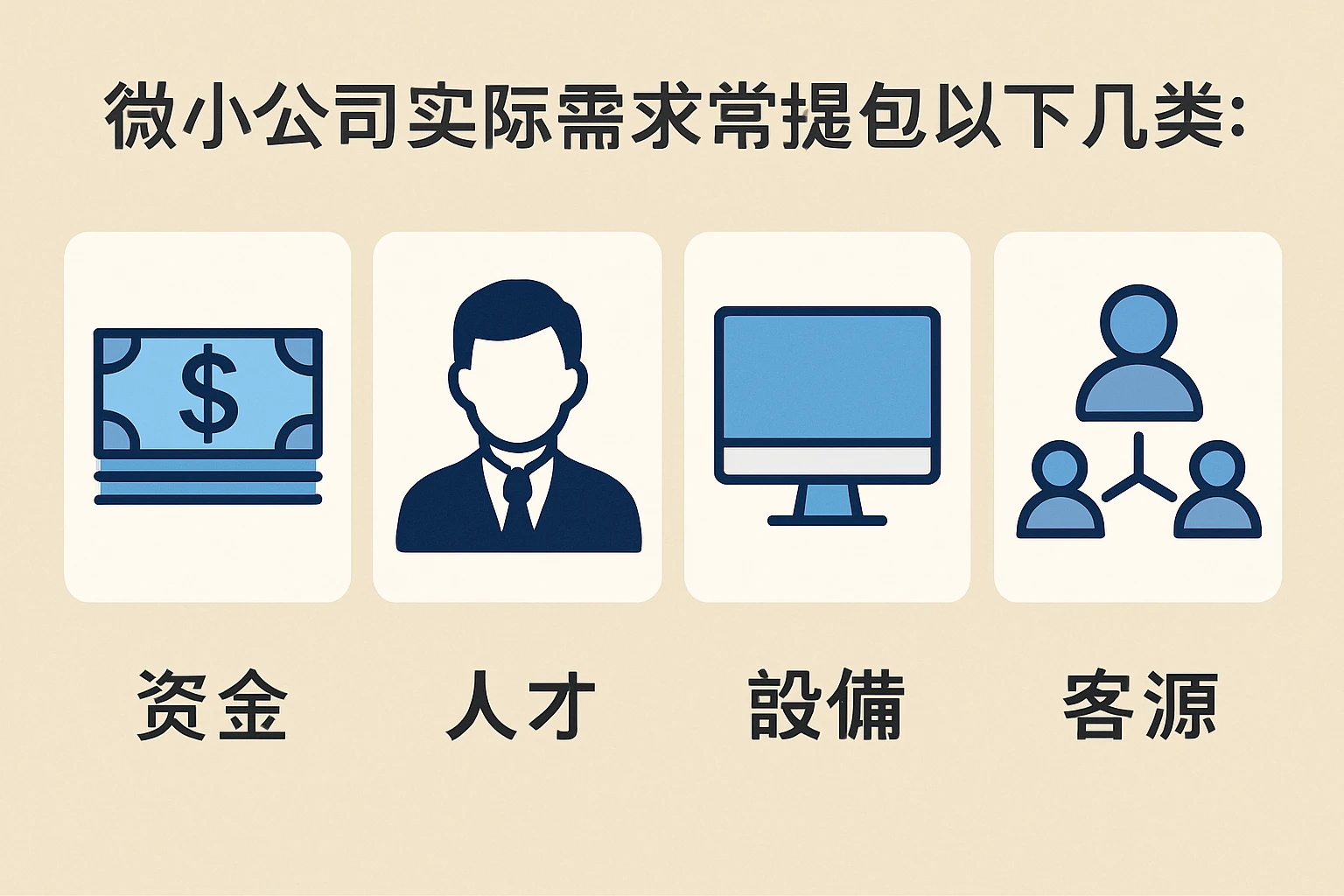 微小公司的实际需求通常包括以下几类：