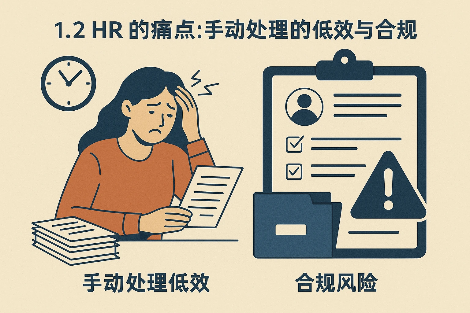 1.2 HR的痛点：手动处理的低效与合规风险