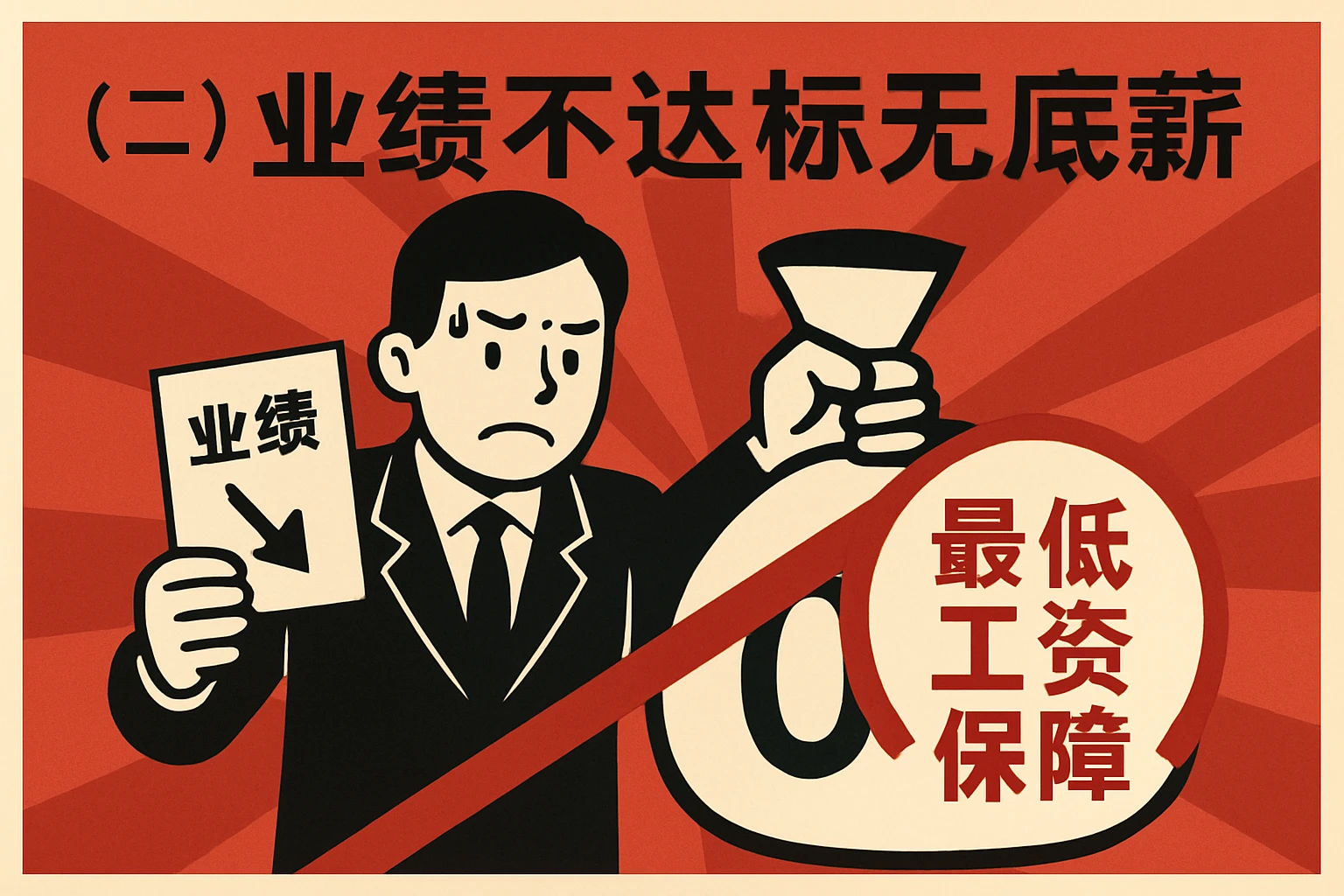 （二）业绩不达标无底薪：违反“最低工资保障”的红线