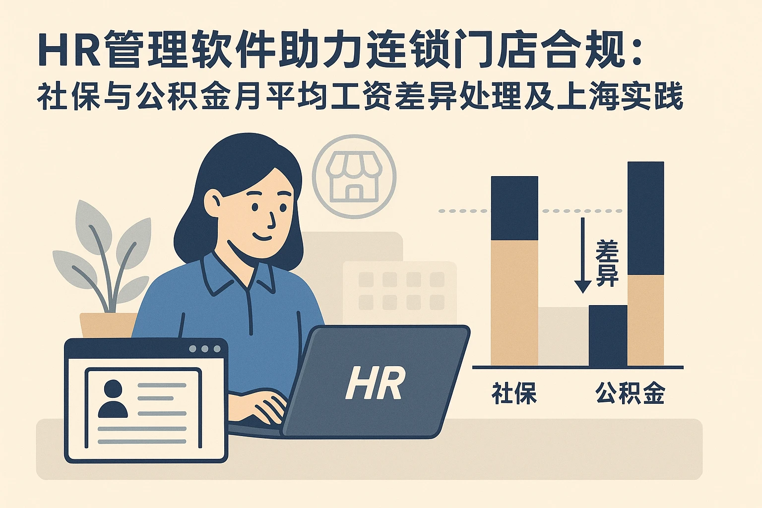 HR管理软件助力连锁门店合规：社保与公积金月平均工资差异处理及上海实践