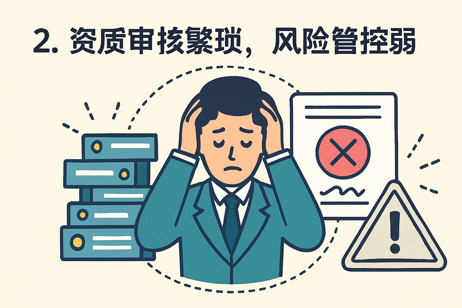 2. 资质审核繁琐，风险管控弱