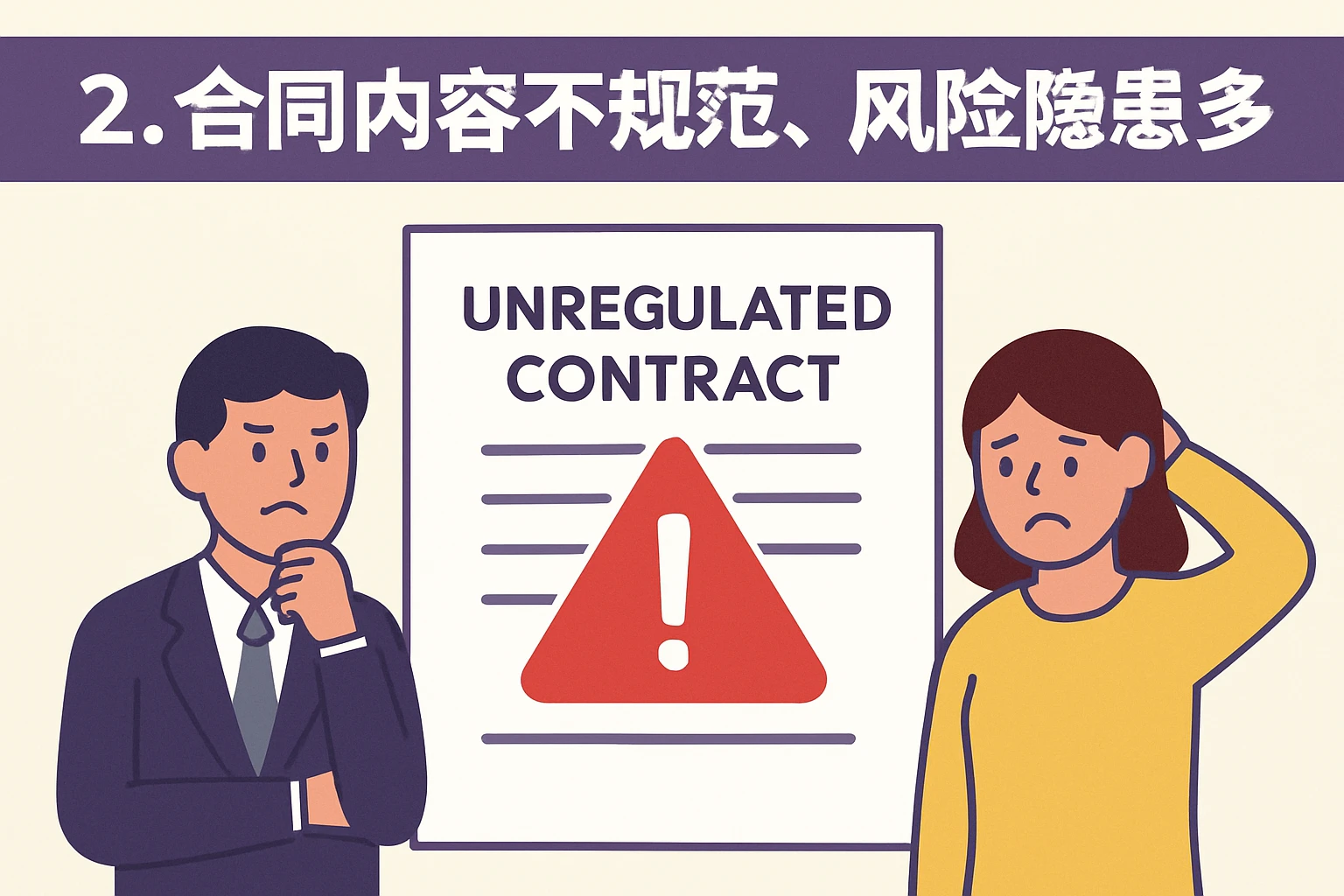 2. 合同内容不规范，风险隐患多