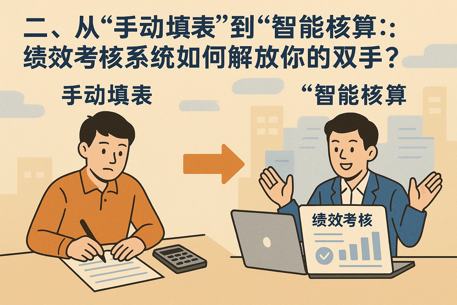 二、从“手动填表”到“智能核算”：绩效考核系统如何解放你的双手？