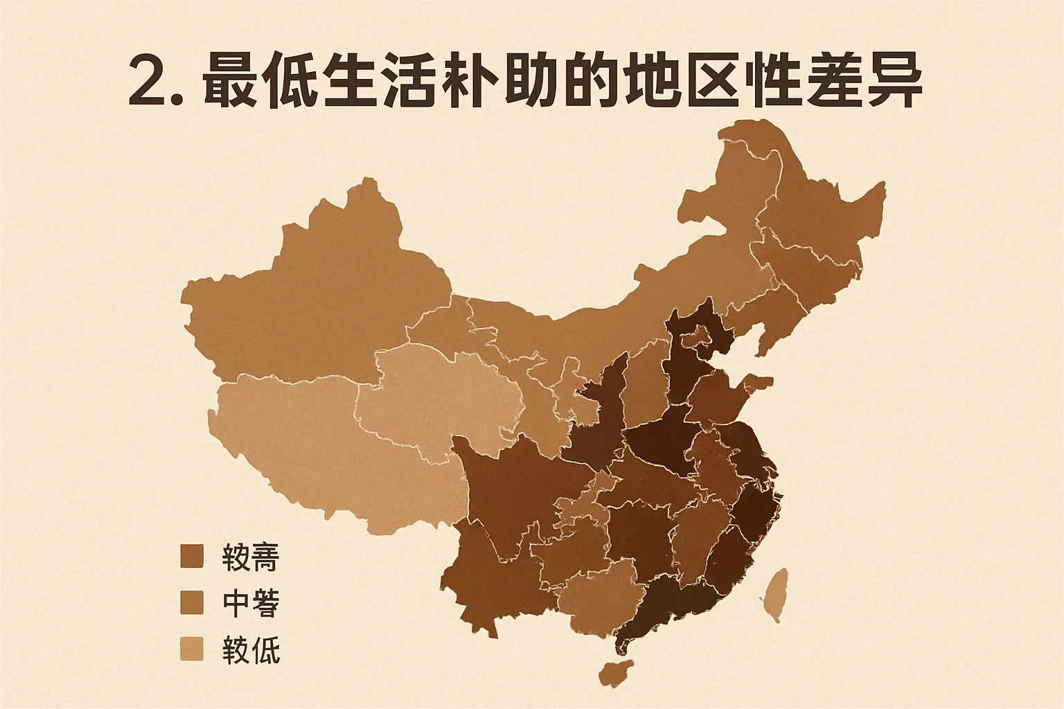 2. 最低生活补助的地区性差异