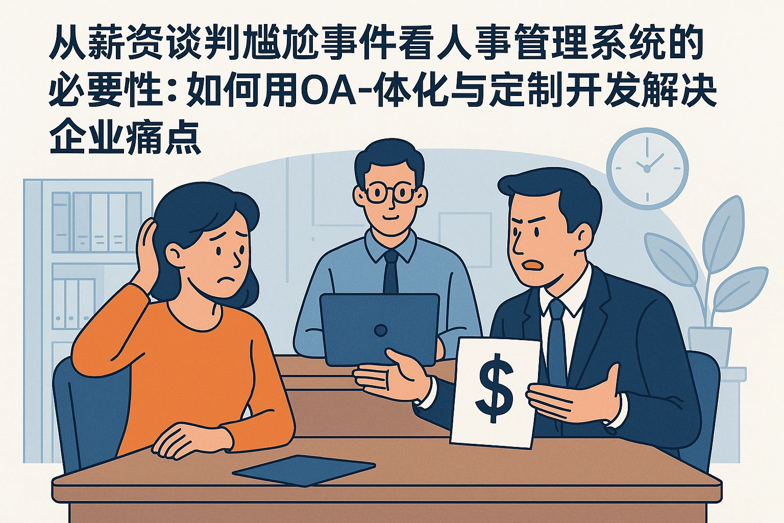从薪资谈判尴尬事件看人事管理系统的必要性：如何用OA一体化与定制开发解决企业痛点