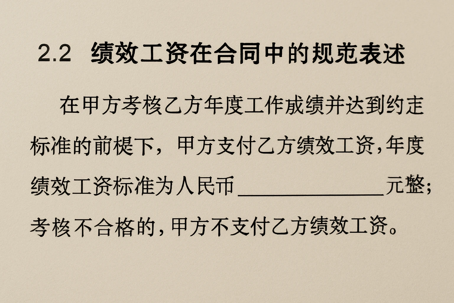 2.2 绩效工资在合同中的规范表述