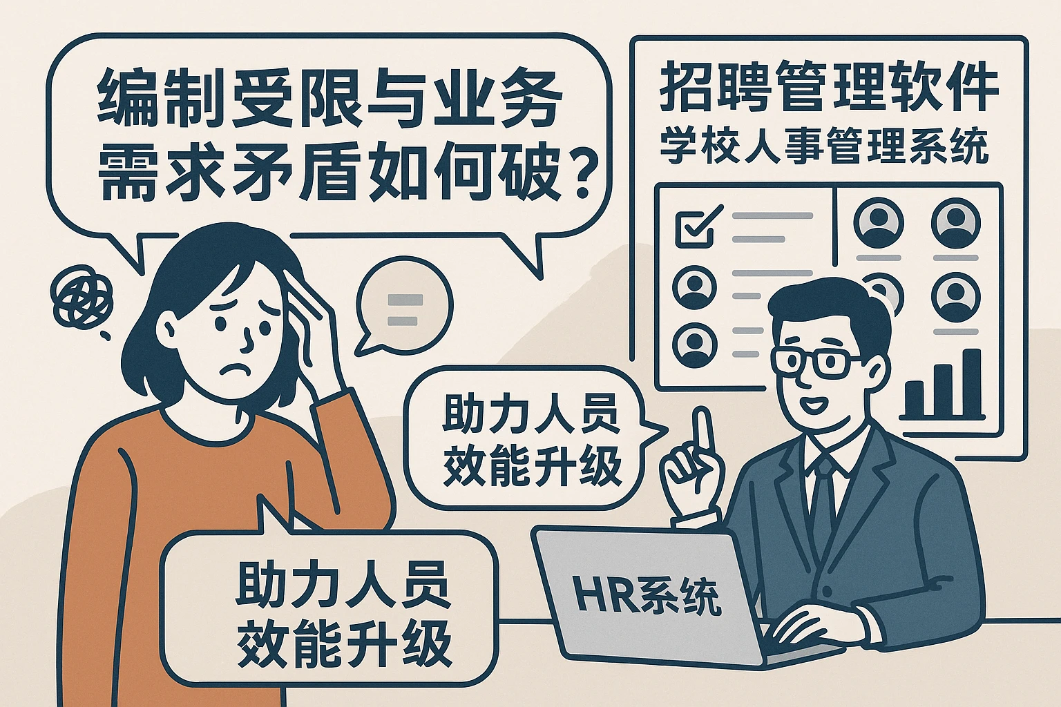 编制受限与业务需求矛盾如何破？HR系统（招聘管理软件/学校人事管理系统）助力人员效能升级