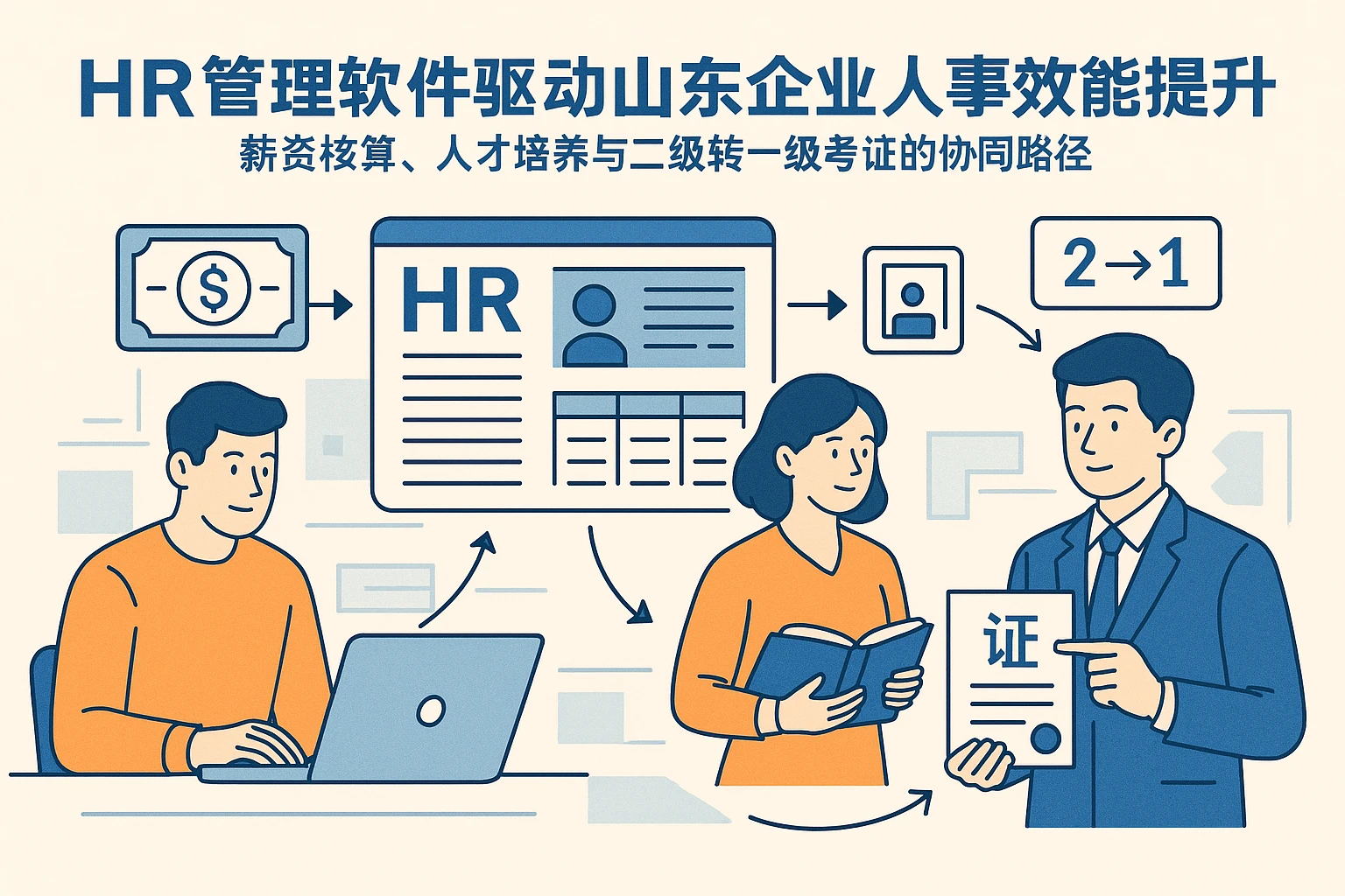 HR管理软件驱动山东企业人事效能提升：薪资核算、人才培养与二级转一级考证的协同路径