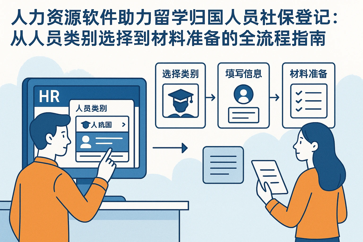 人力资源软件助力留学归国人员社保登记：从人员类别选择到材料准备的全流程指南
