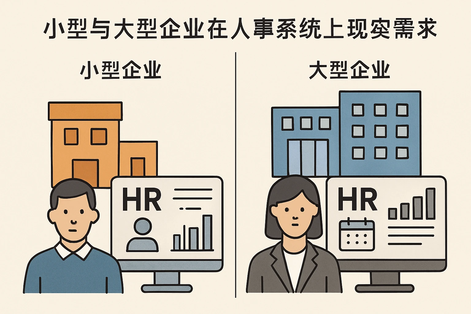 小型与大型企业在人事系统上的现实需求