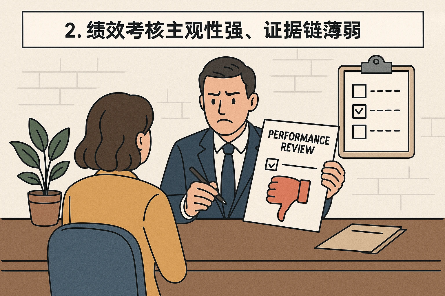 2. 绩效考核主观性强，证据链薄弱