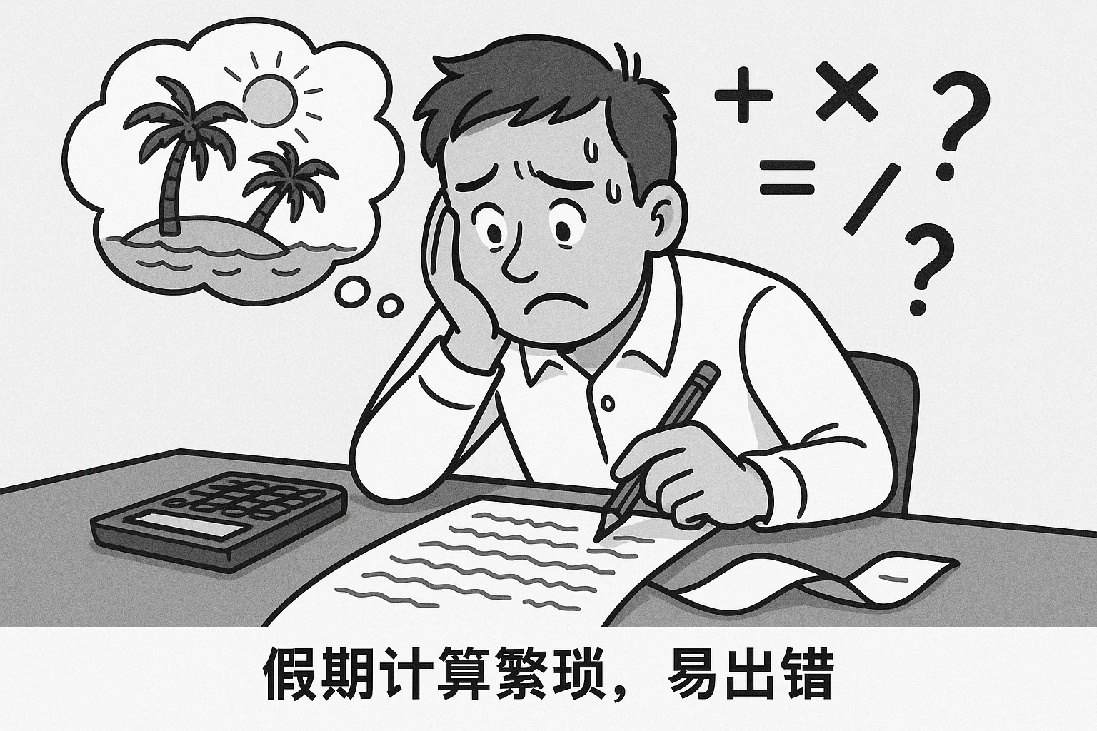 2. 假期计算繁琐，易出错
