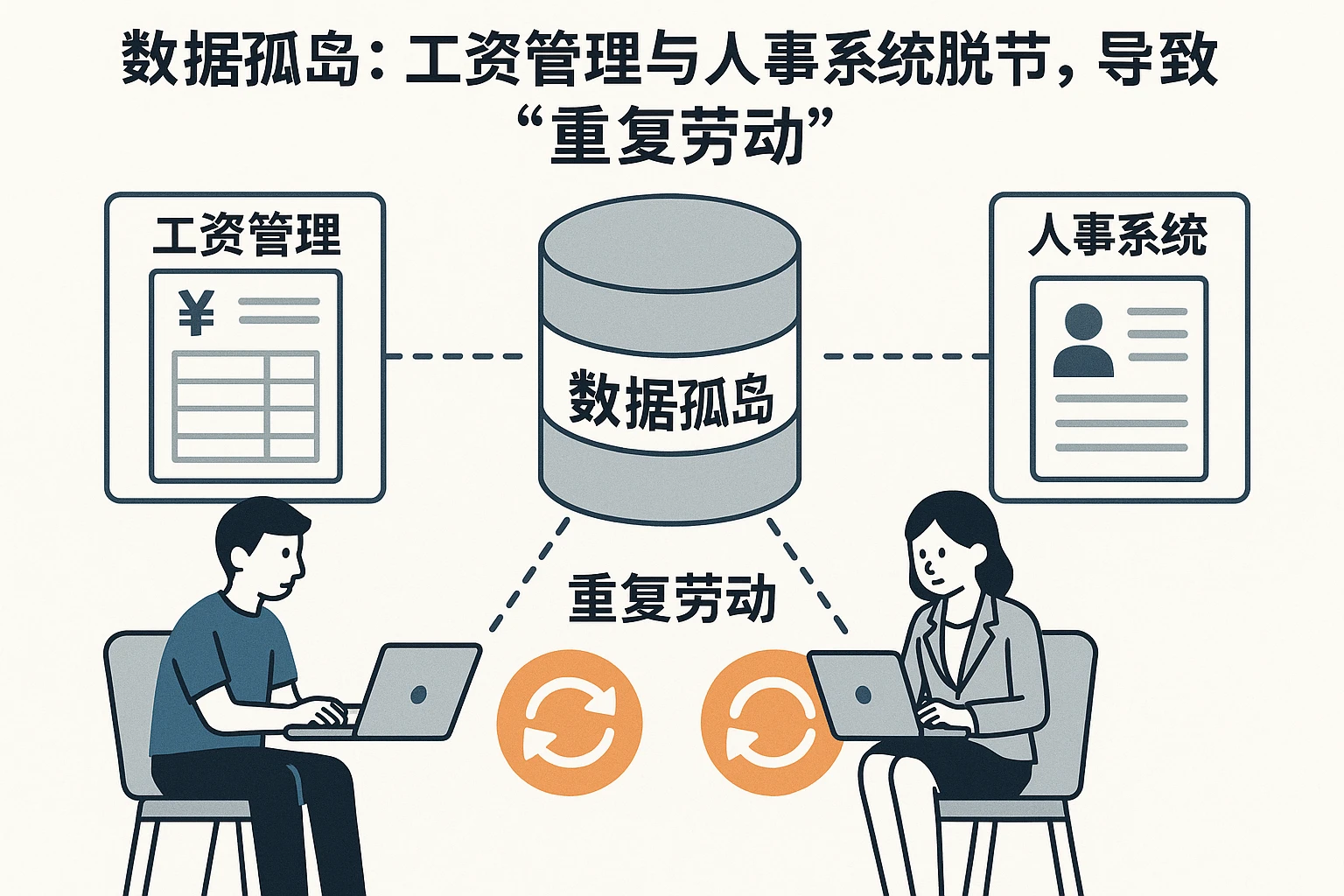 2. 数据孤岛：工资管理与人事系统脱节，导致“重复劳动”