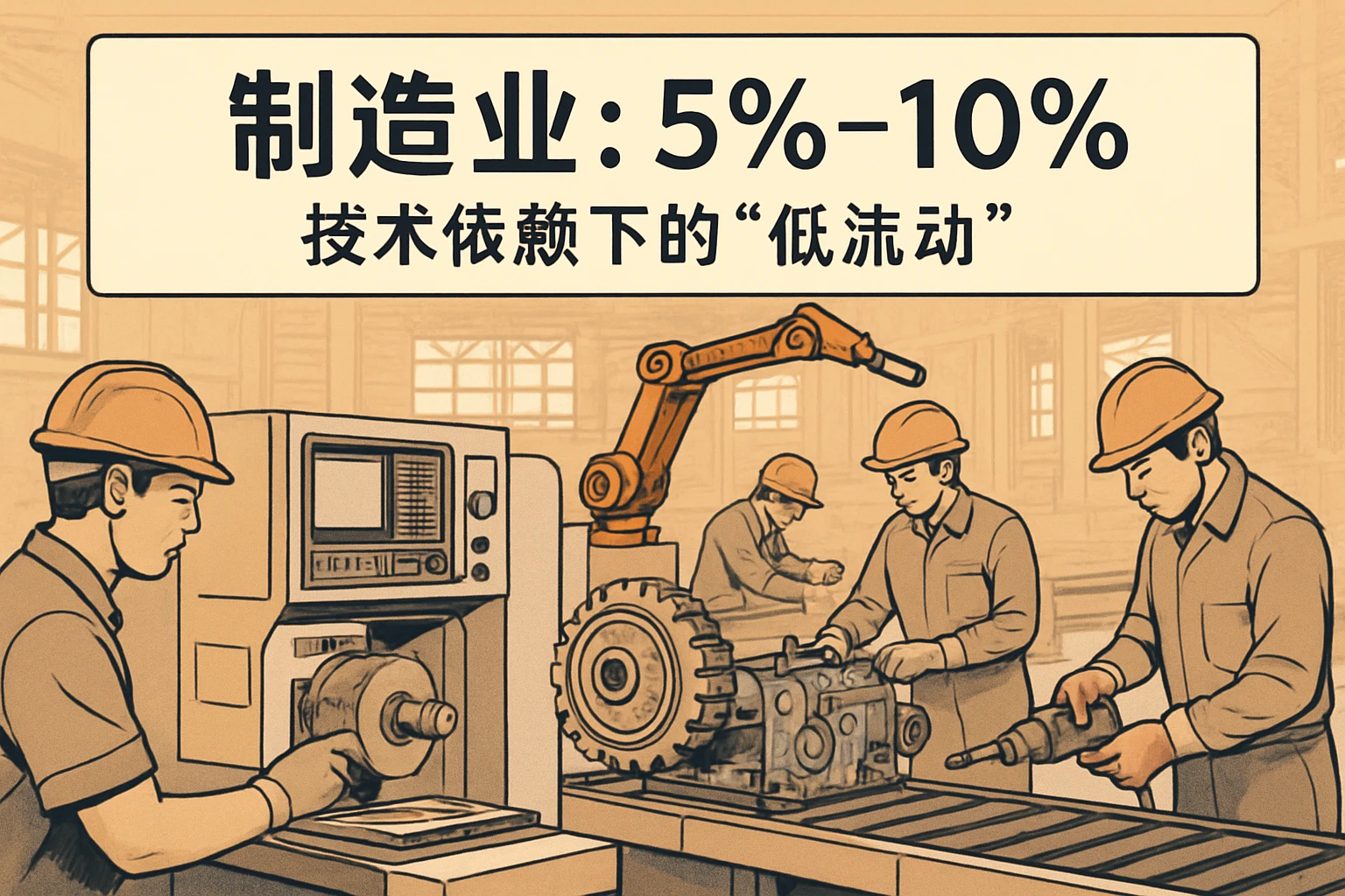 2. 制造业：5%-10%——技术依赖下的“低流动”