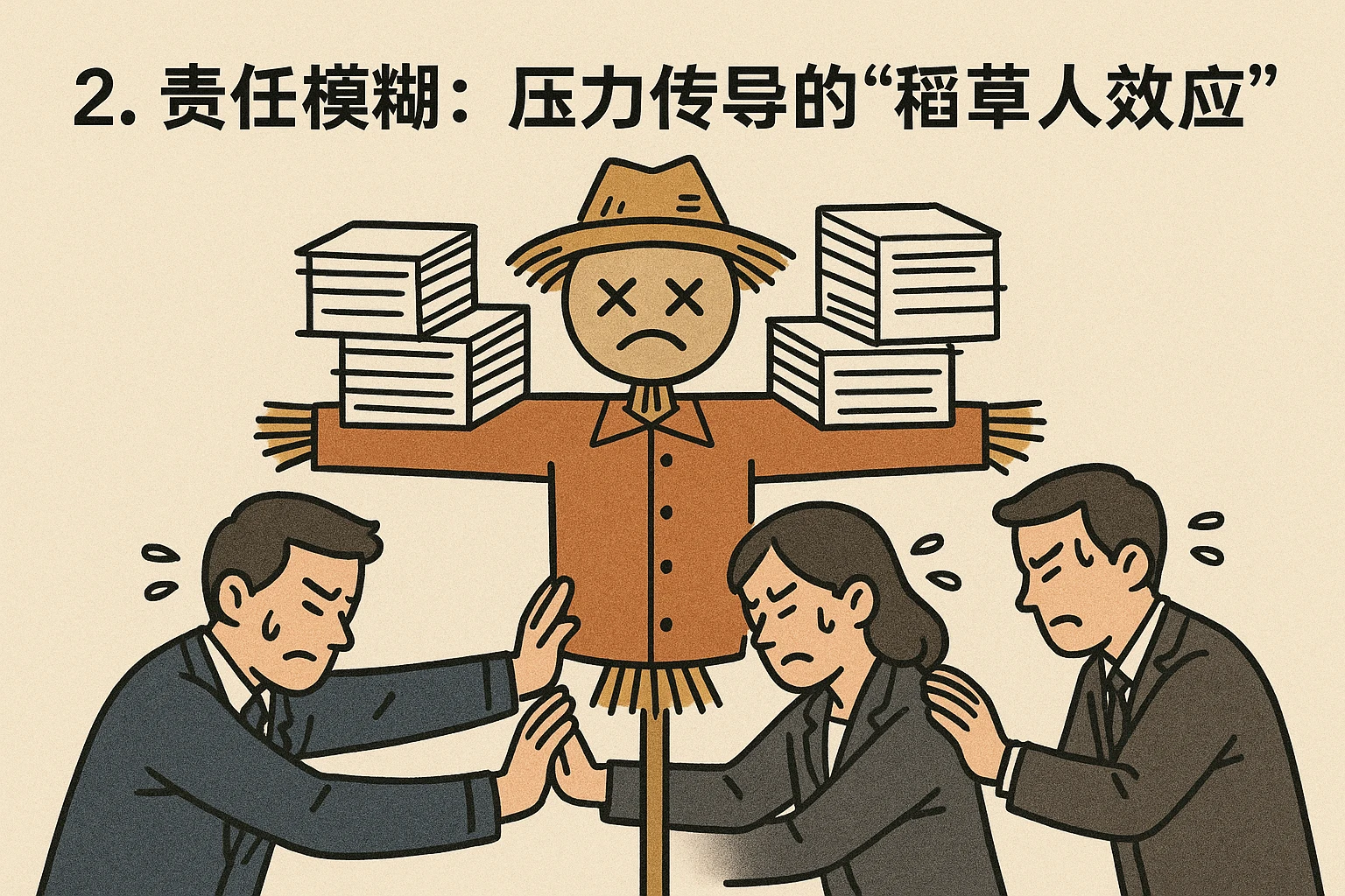 2. 责任模糊：压力传导的“稻草人效应”
