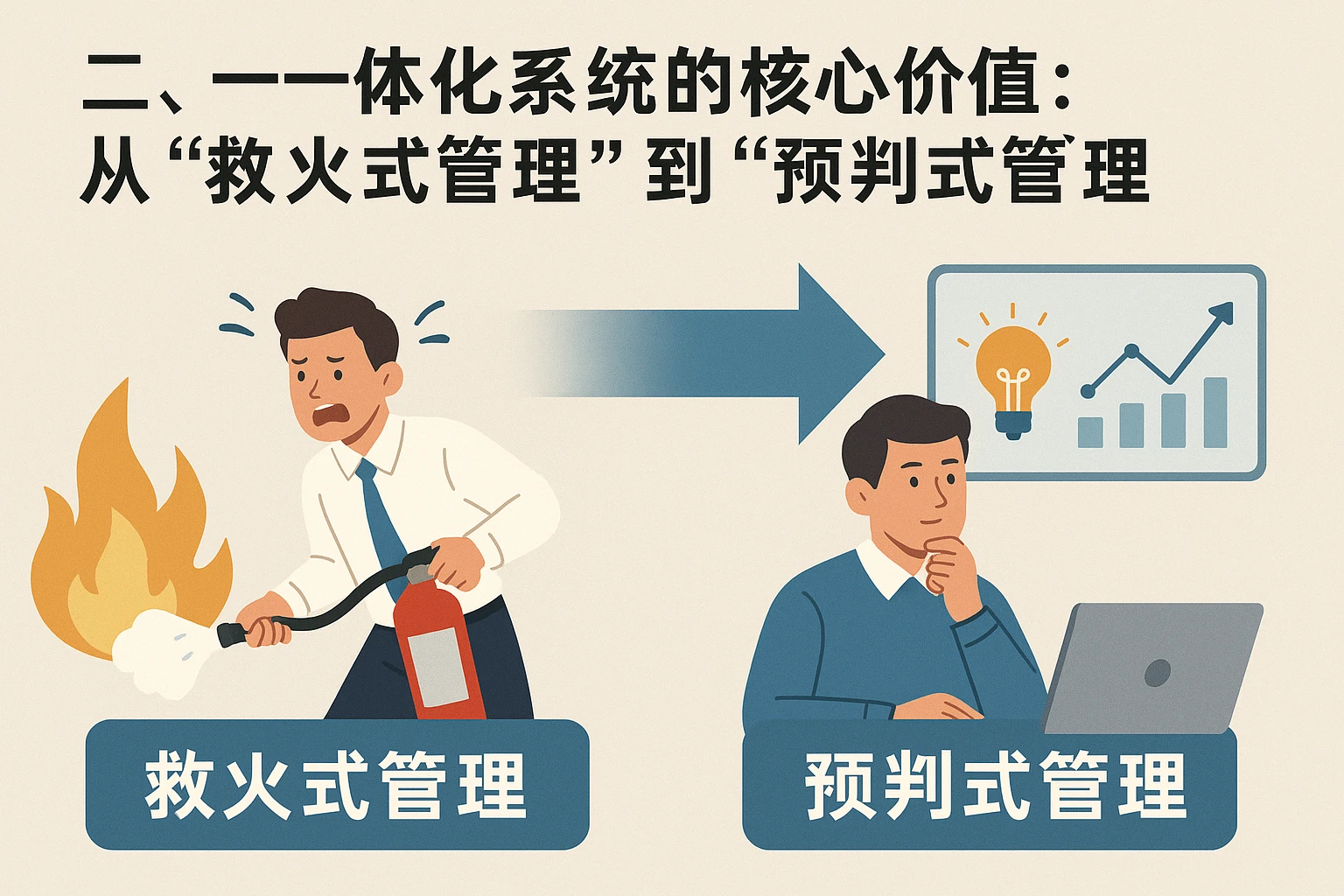 二、一体化系统的核心价值：从“救火式管理”到“预判式管理”