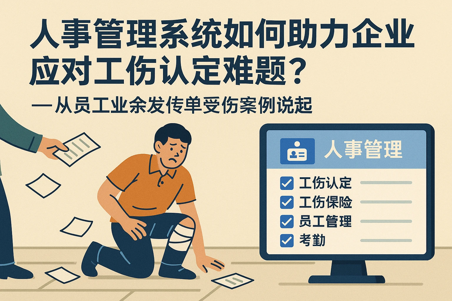 人事管理系统如何助力企业应对工伤认定难题？——从员工业余发传单受伤案例说起