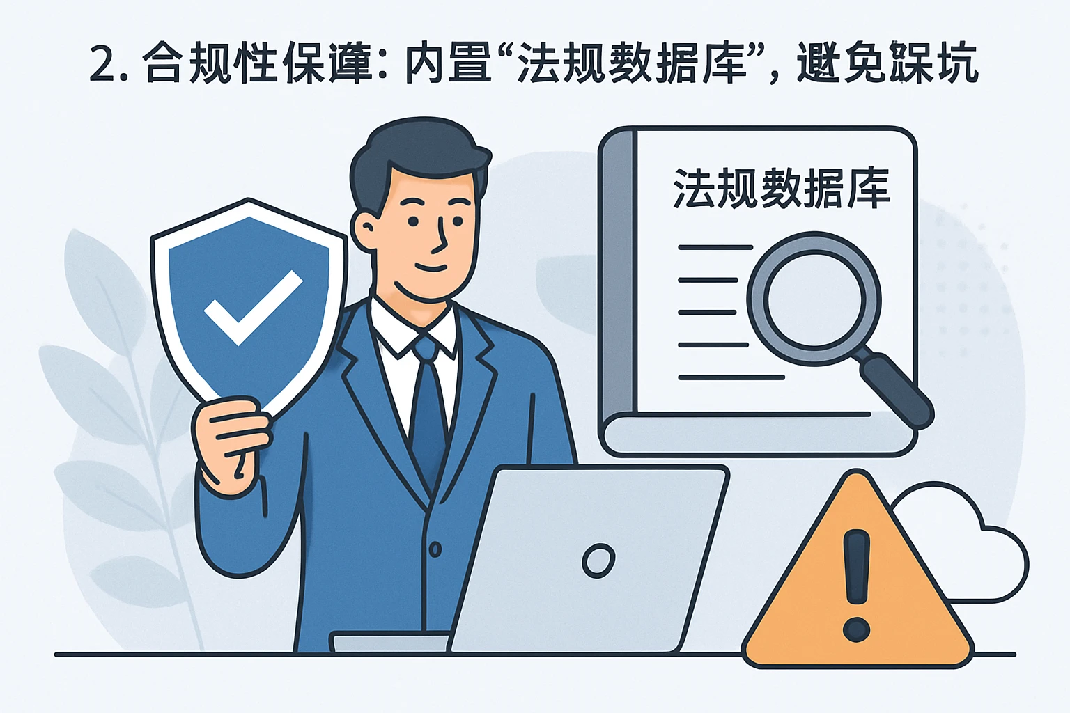 2. 合规性保障：内置“法规数据库”，避免踩坑