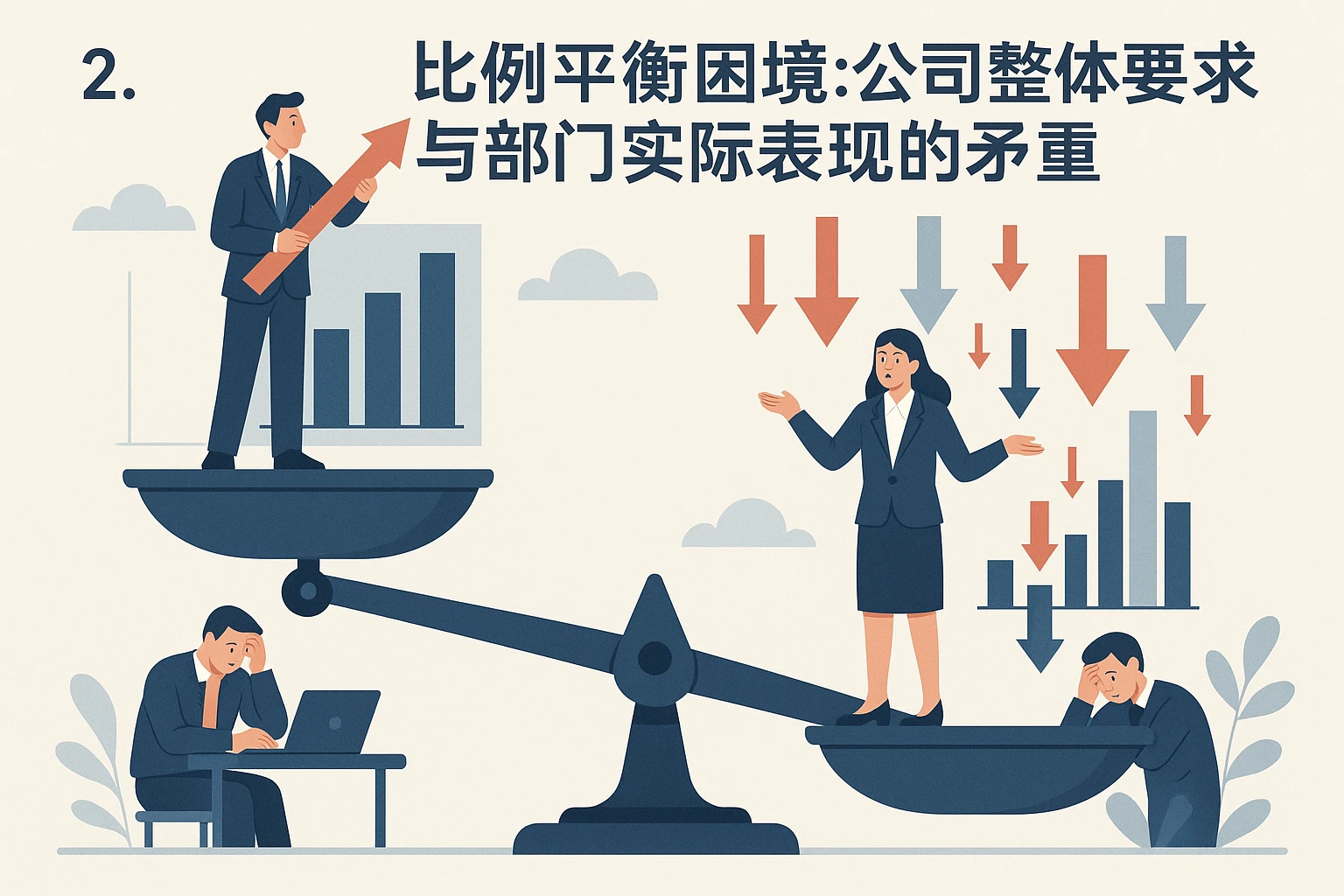 2. 比例平衡困境：公司整体要求与部门实际表现的矛盾