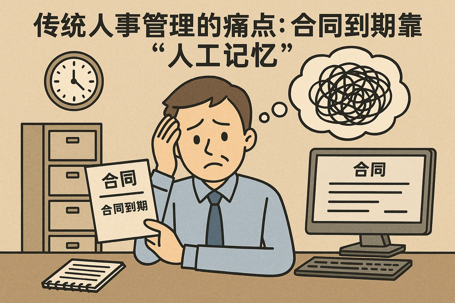 2. 传统人事管理的痛点：合同到期靠“人工记忆”
